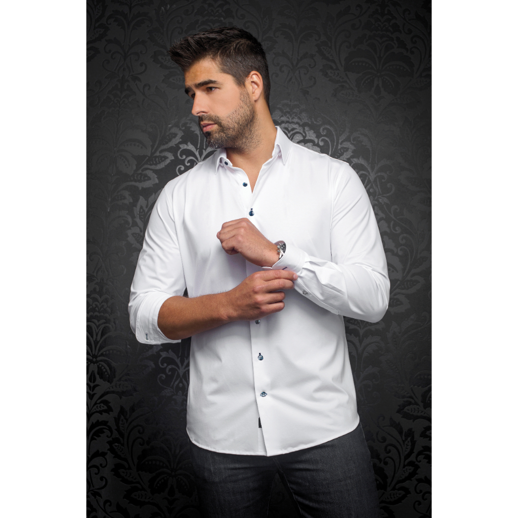 SHIRT | ALEXANDER-SLD — WHITE/NAVY – Image 1