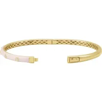 14K Yellow Gold 1/5 CTW Natural Diamond & Pink Enamel 7" Bangle Bracelet – Image 3