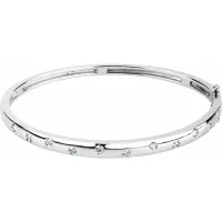 14K White Gold 1/2 CTW Natural Diamond Bangle 6 3/4" Bracelet – Image 2