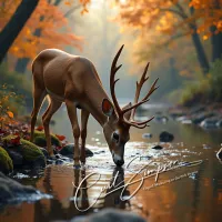 Deer Drinking From a Stream – Image 4