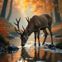 Deer Drinking From a Stream – Image 2