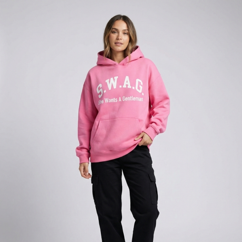 S.W.A.G. Gentleman Women’s Hoodie - Baby Pink – Image 4