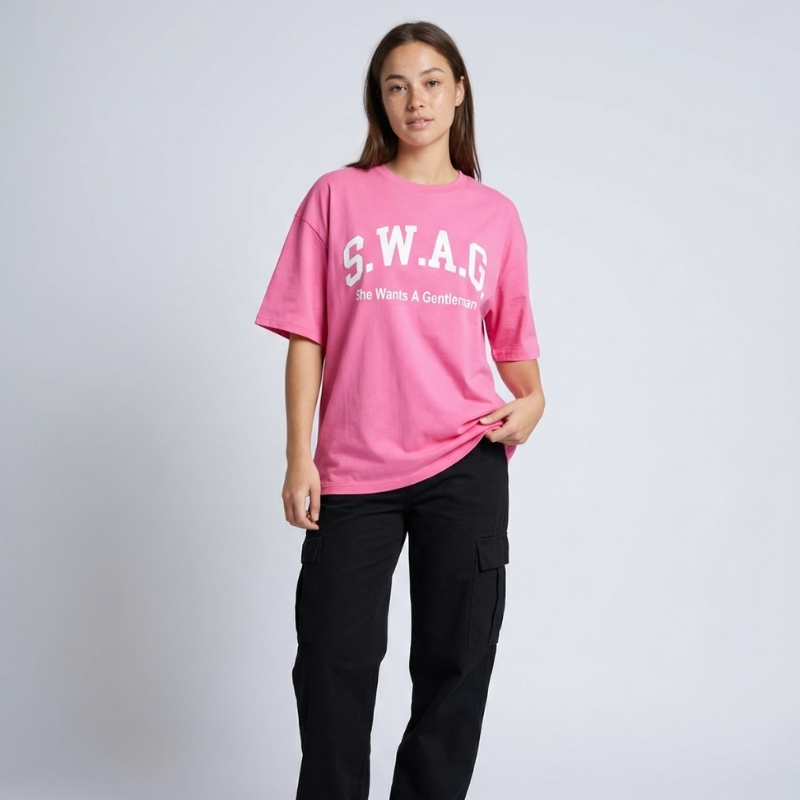 S.W.A.G. Gentleman Women’s Oversized Tee - Baby Pink – Image 4