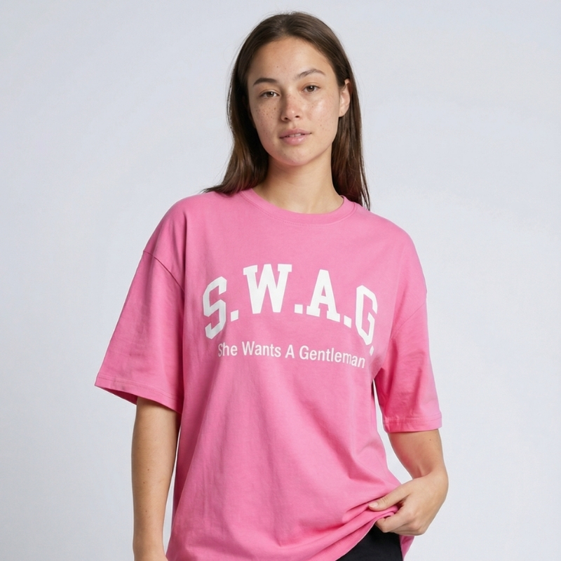 S.W.A.G. Gentleman Women’s Oversized Tee - Baby Pink – S