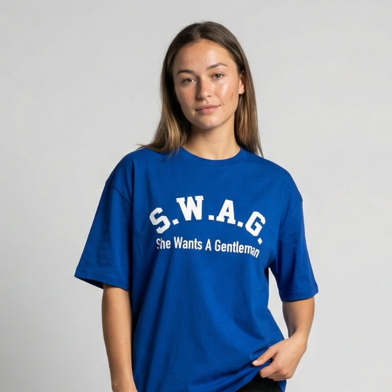 S.W.A.G. Gentleman Women’s Oversized Tee - Blue – L