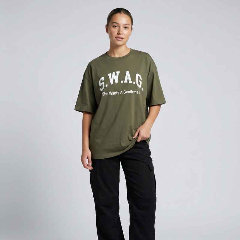 S.W.A.G. Gentleman Women’s Oversized Tee - Olive – Image 4
