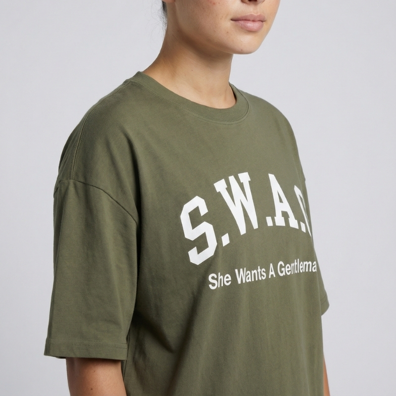 S.W.A.G. Gentleman Women’s Oversized Tee - Olive – Image 2