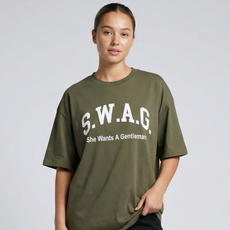 S.W.A.G. Gentleman Women’s Oversized Tee - Olive – S