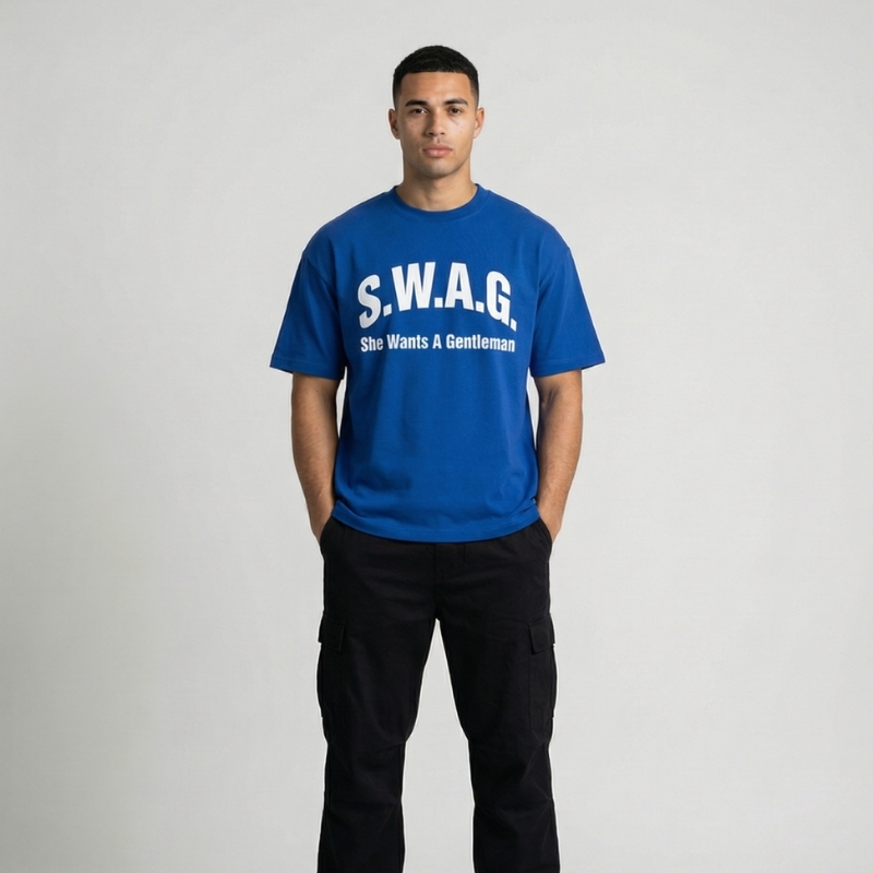 S.W.A.G. Gentleman Oversized Tee - Blue – Image 4