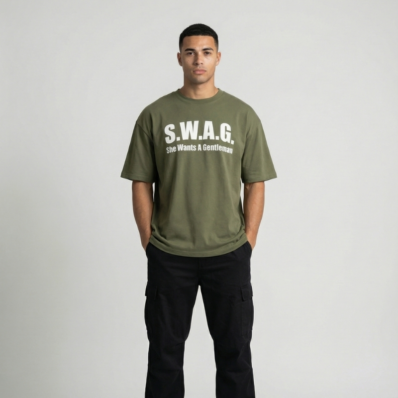 S.W.A.G. Gentleman Oversized Tee - Olive – Image 4