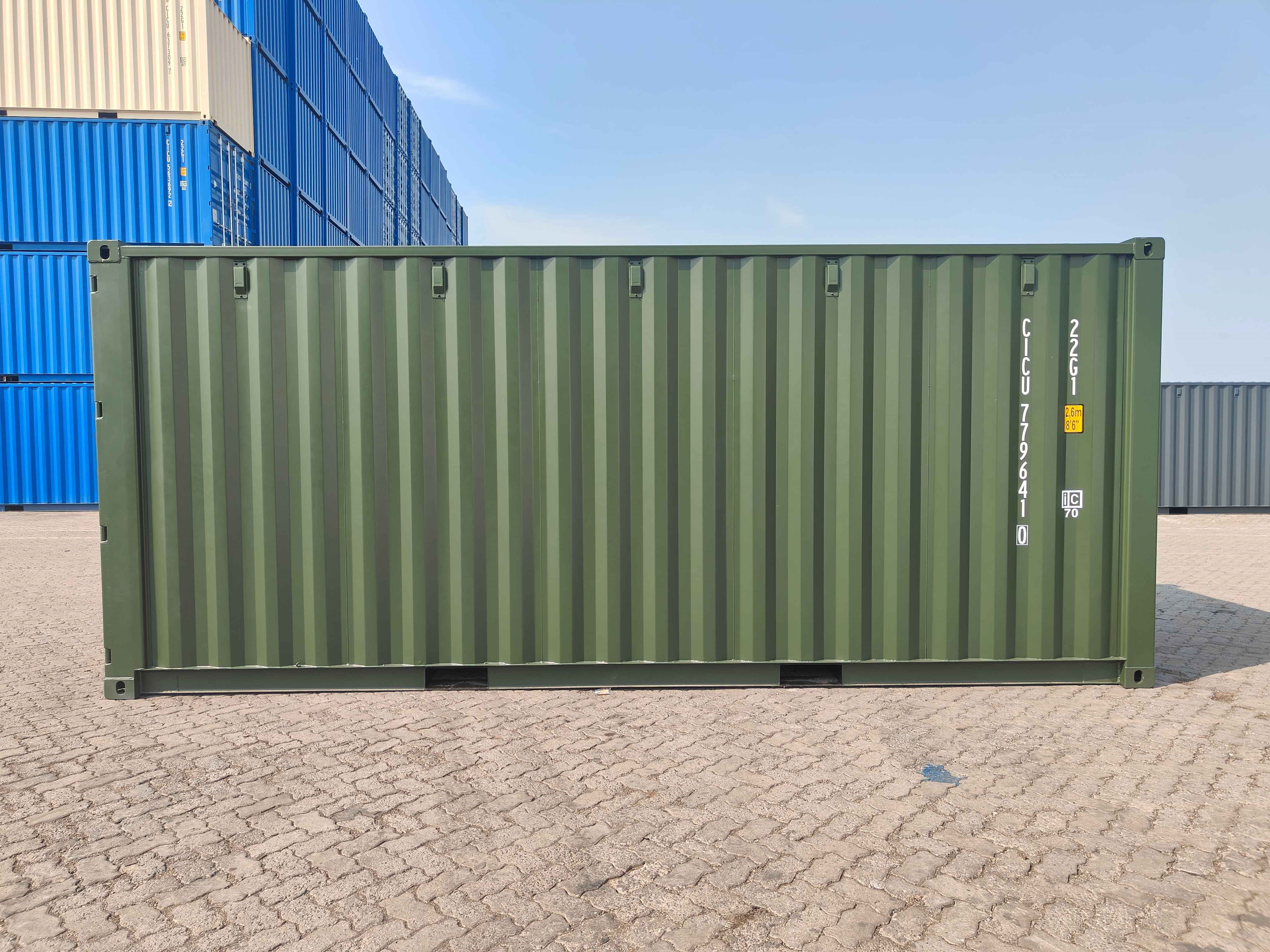 20 ft Standard - Halifax – Bottle Green | RAL 6007, Full Open Side