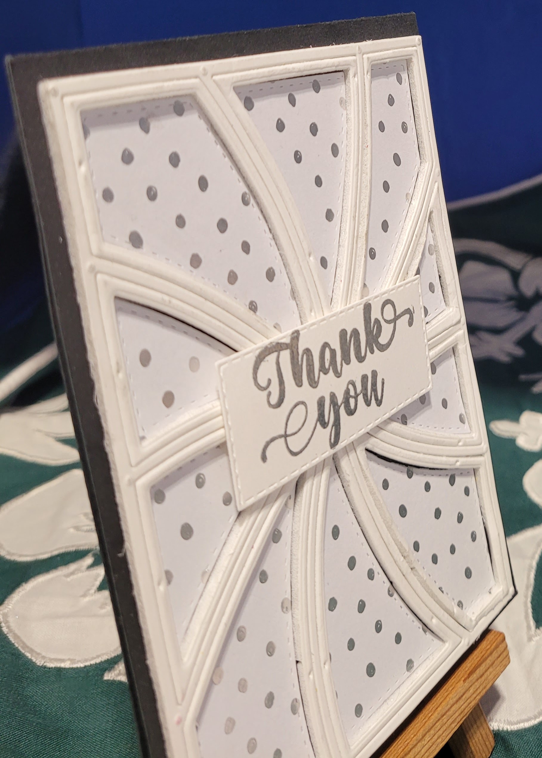 Y1 - Handcrafted Thank You Card - Elegant Black, White & Silver Spots – Image 2