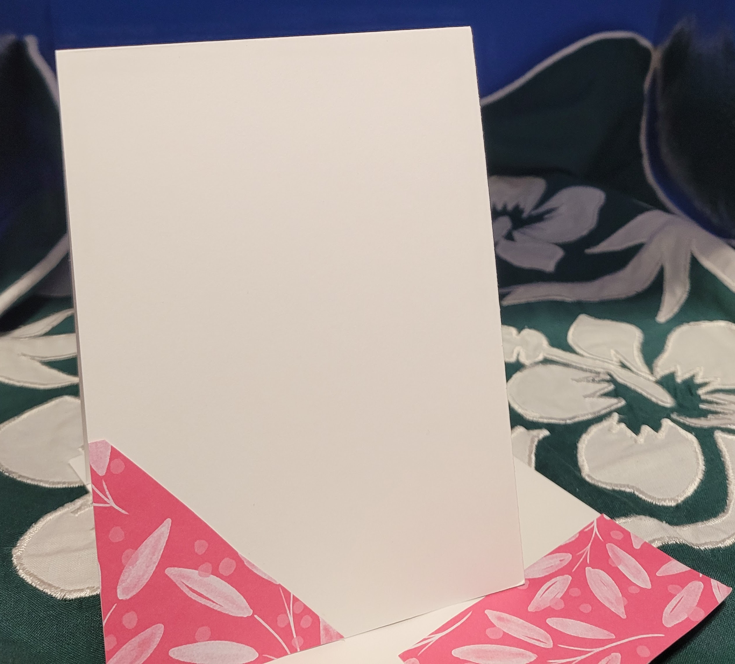 Y2 - Handcrafted Thank You Card - Pink Patchwork Leaves & White Studs – Image 3