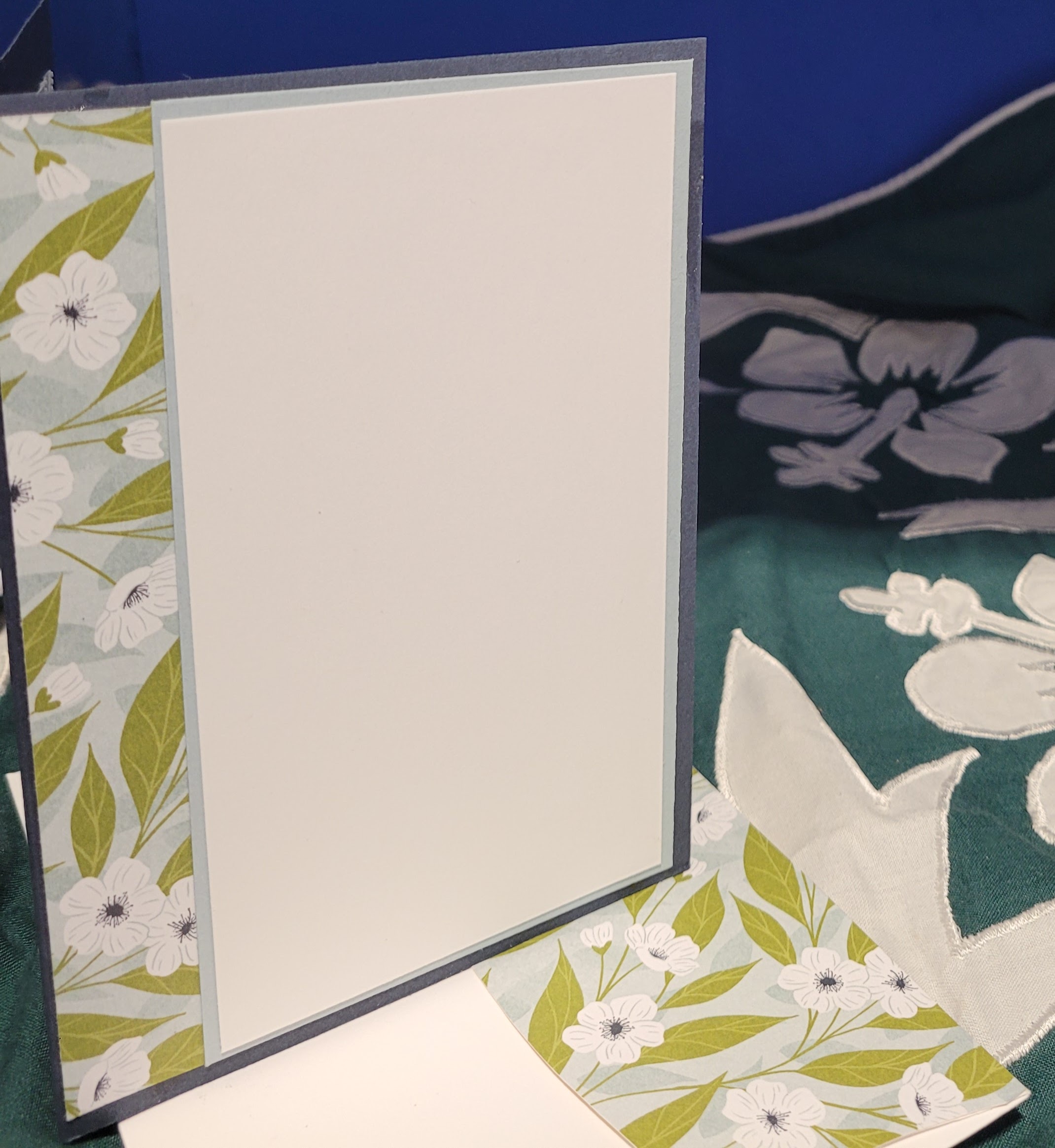 Y3 - Handcrafted Thank You Card - Soft Sea Foam & Diagonally Embossed Clouds – Image 3