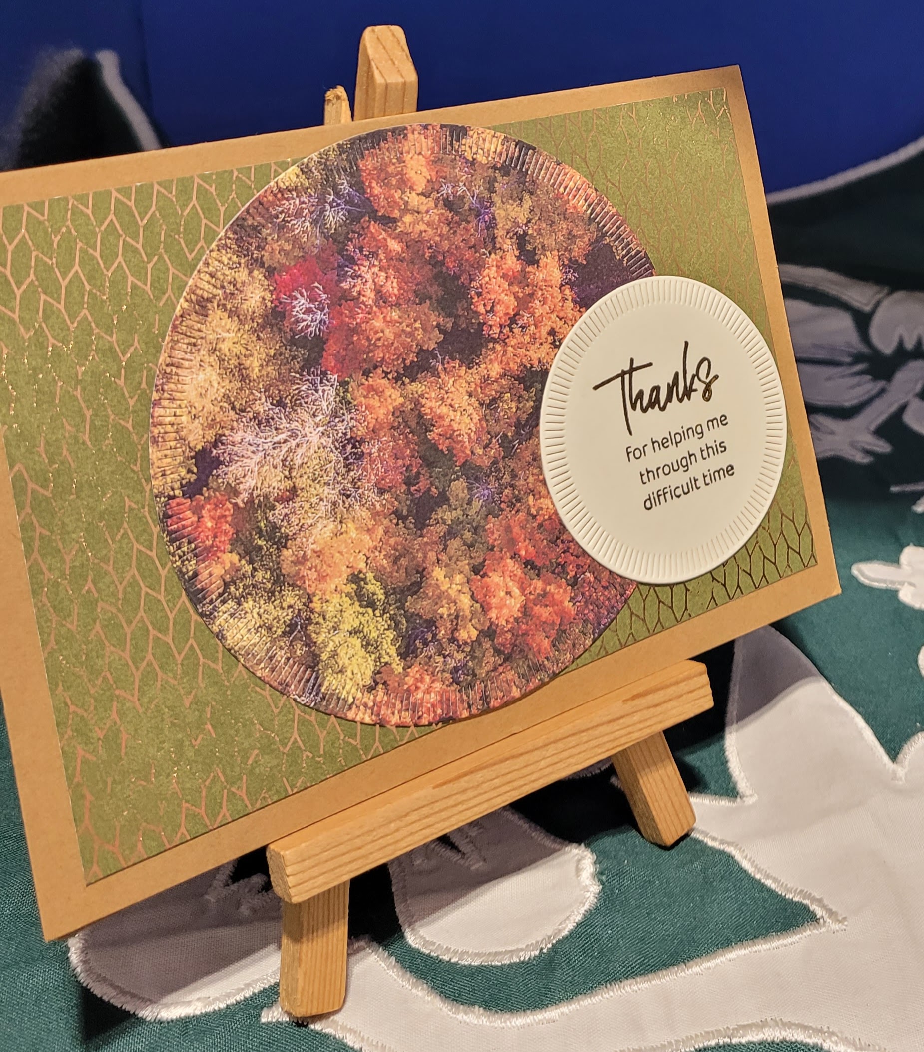 Y5 - Handcrafted Support Thank You Card - Pecan Pie Autumn Leaf Circle – Image 2