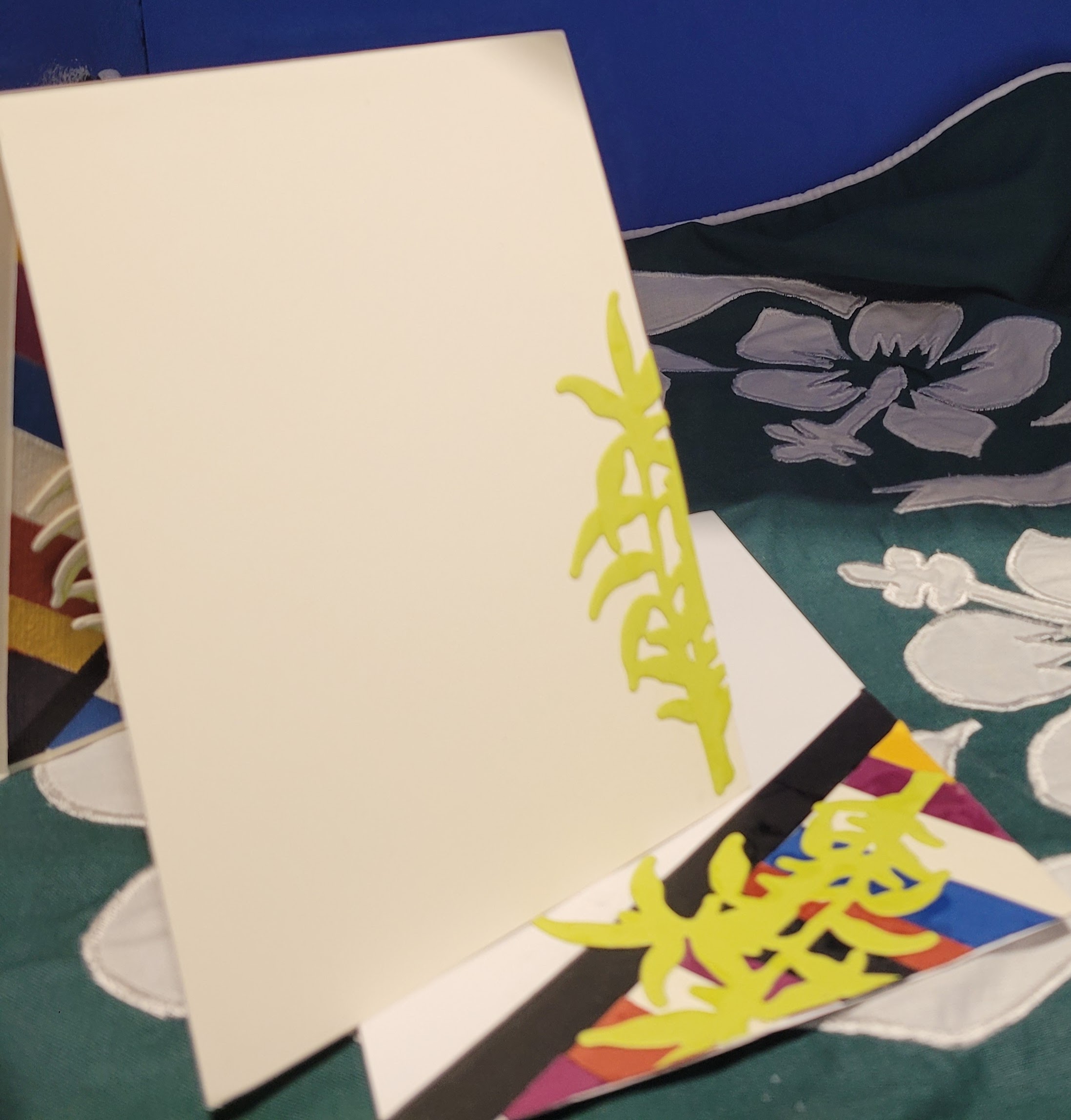 Y7 - Handcrafted Thank You Card - Bright Diagonal Patchwork Stripes – Image 3