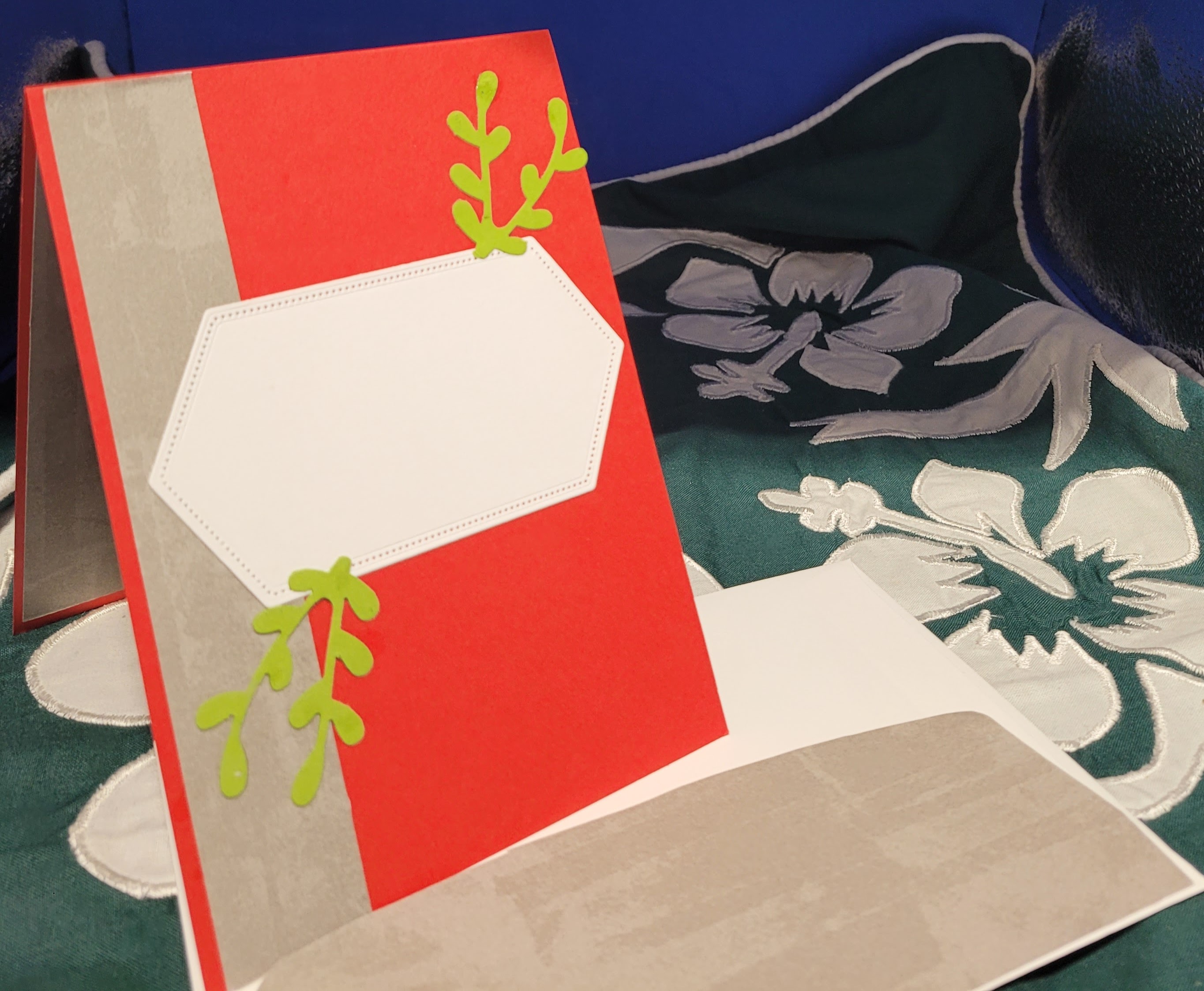 Y8 - Handcrafted Thank You Card - Real Red & Gray Granite Diamond Geometry – Image 3