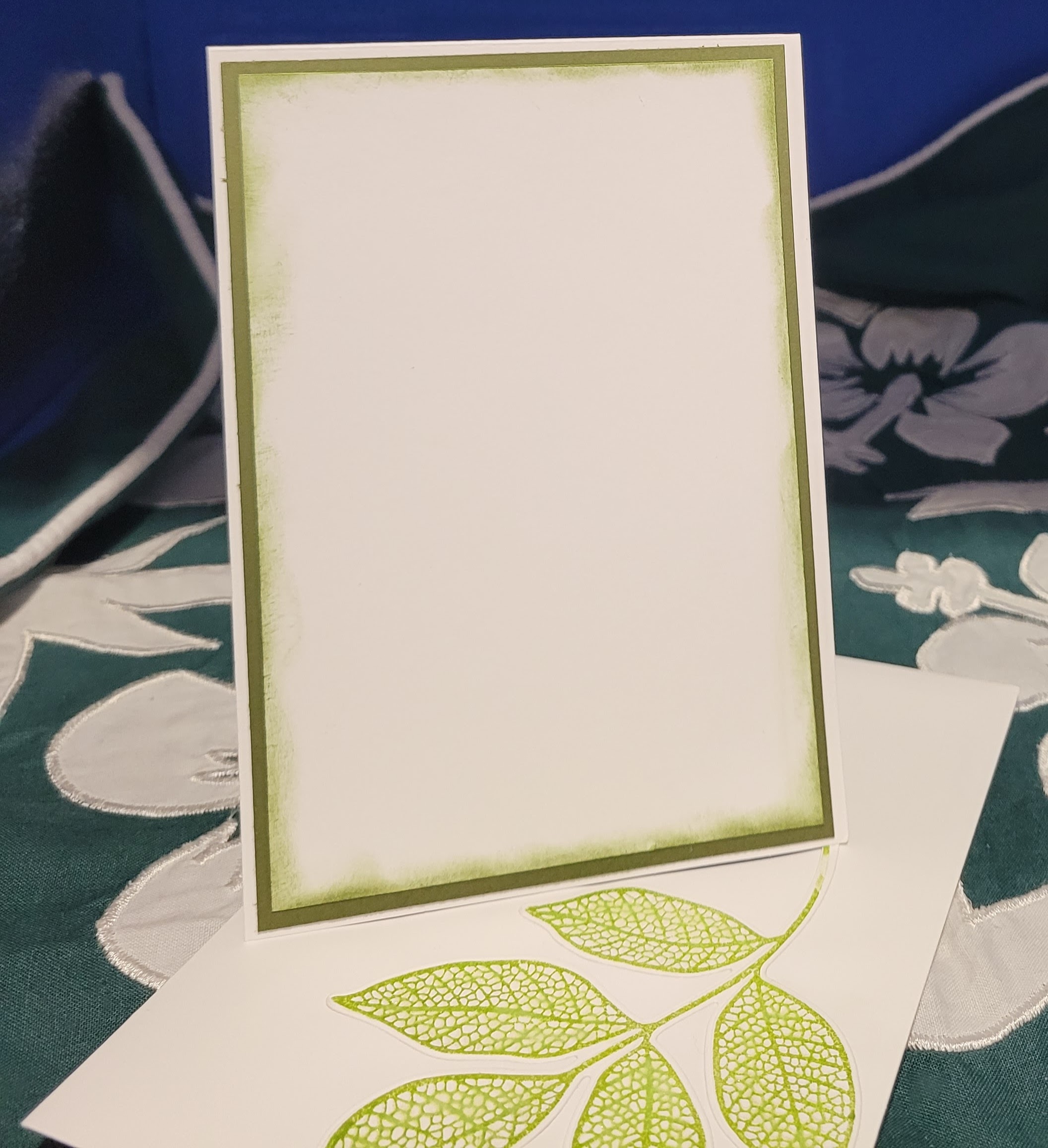 Y10 - Handcrafted Thank You Card - Mossy Meadow Embossed Leaf Sprig – Image 3