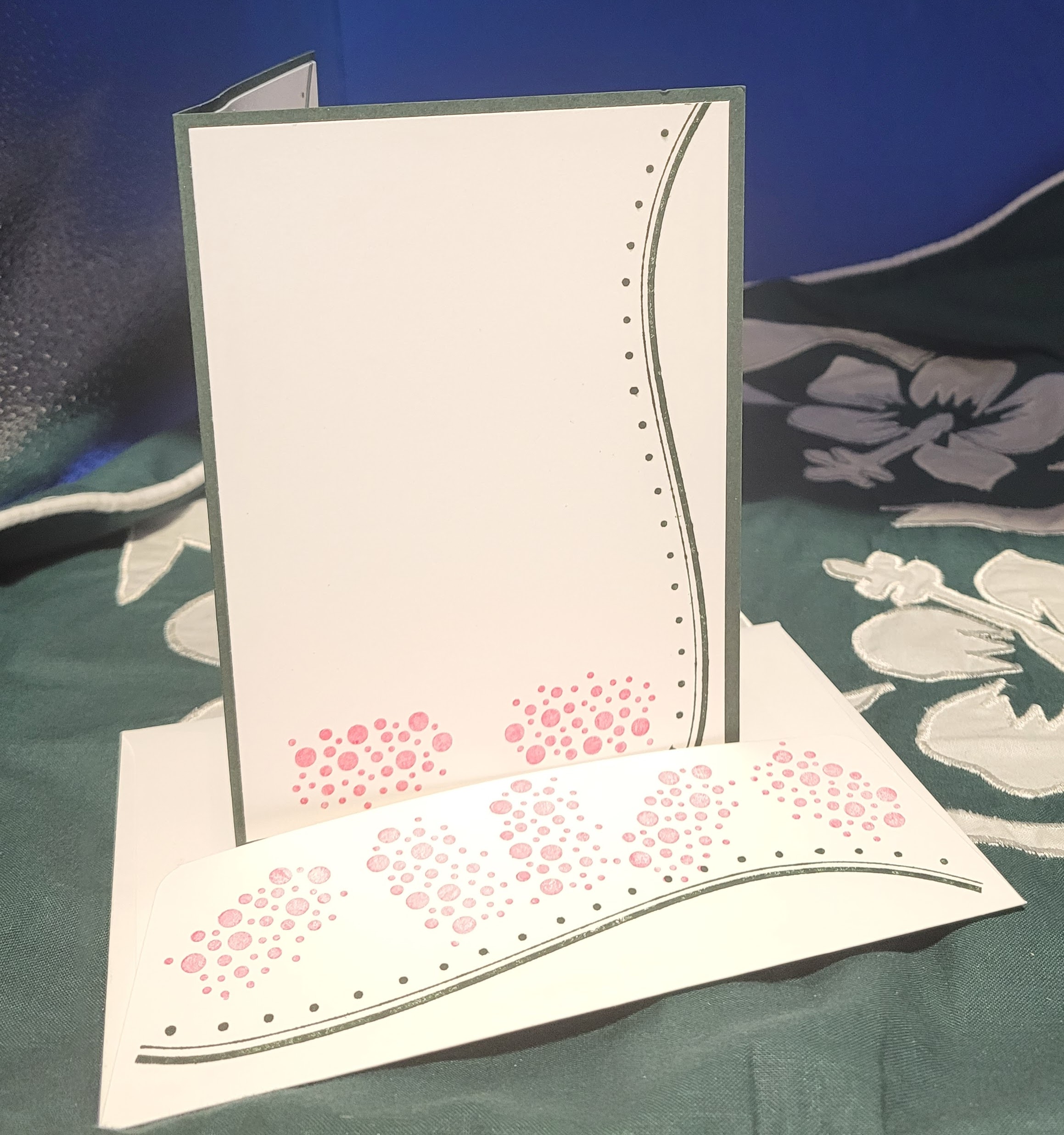 Y4 - Handcrafted Thank You Card - Shaded Spruce Curves & Melon Mambo Dots – Image 3