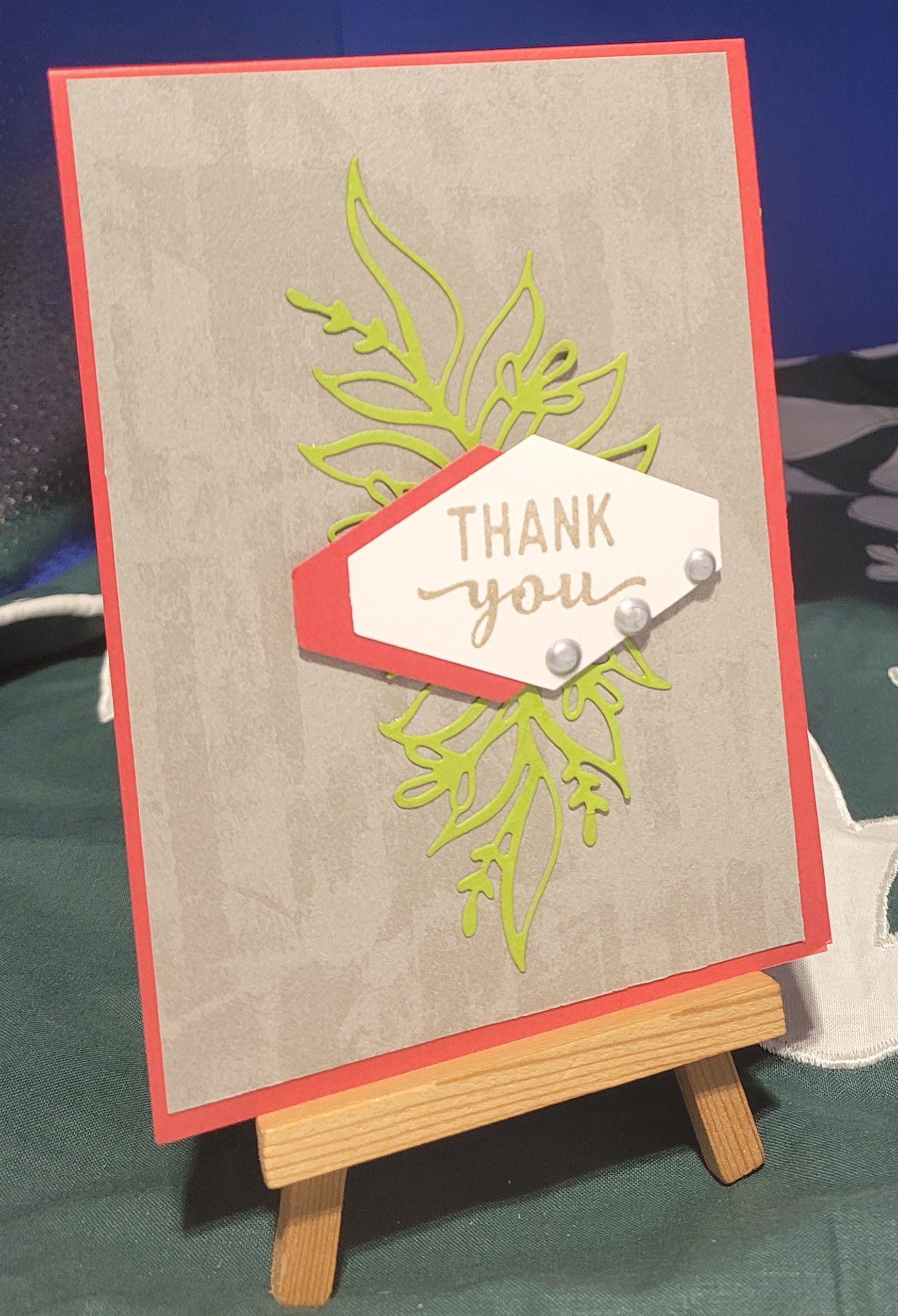 Y8 - Handcrafted Thank You Card - Real Red & Gray Granite Diamond Geometry – Image 2