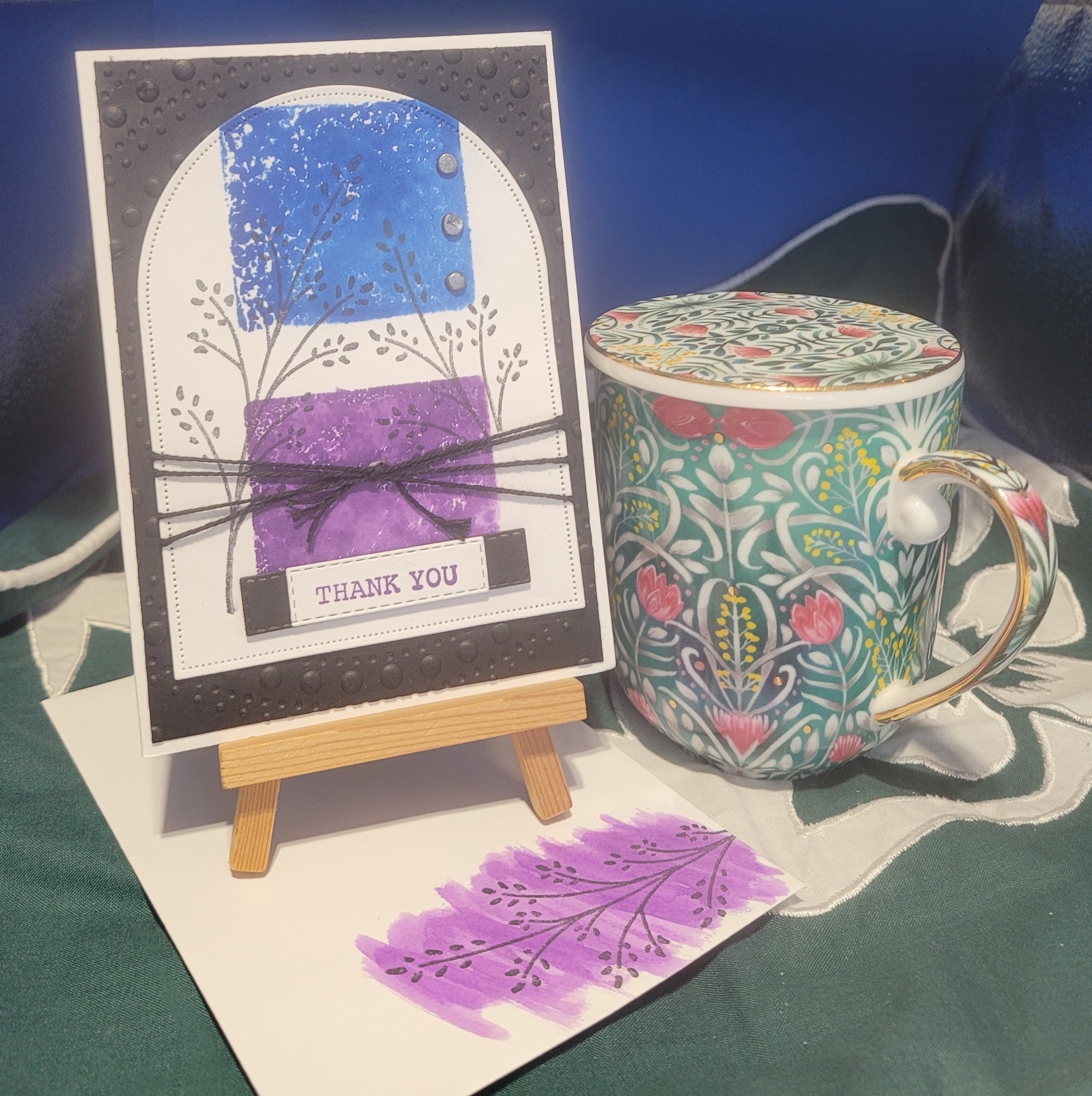 Y15 - Handcrafted Thank You Card - Gorgeous Grape Arches & Blueberry Bushel – Image 1