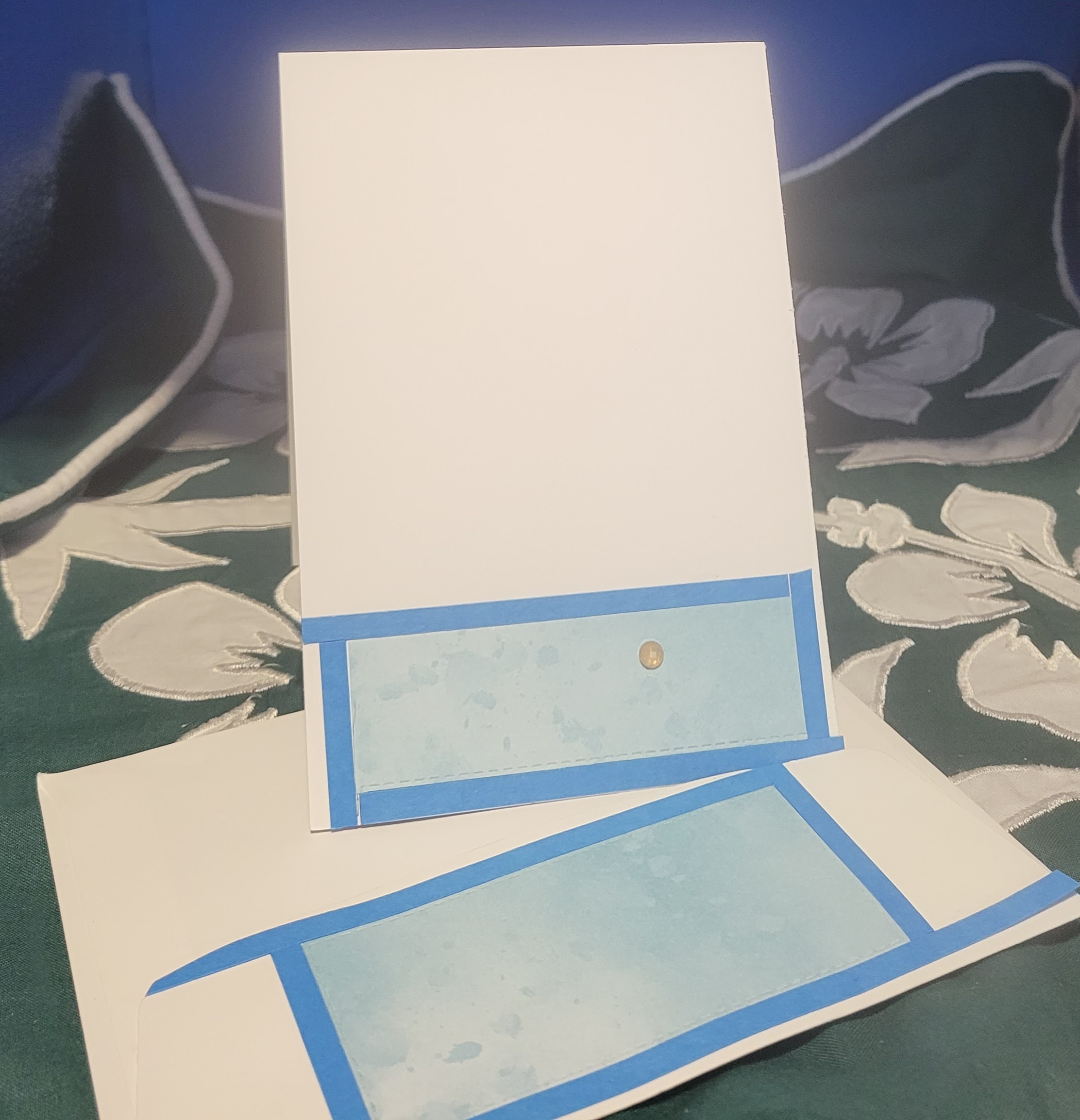 Y14 - Handcrafted Thank You Card - Azure Afternoon Mosaic & Gold Gems – Image 3