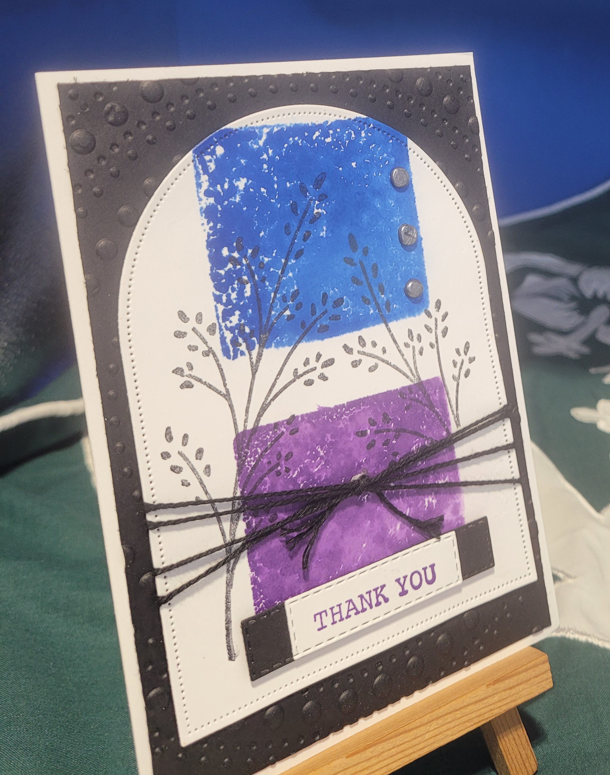 Y15 - Handcrafted Thank You Card - Gorgeous Grape Arches & Blueberry Bushel – Image 2