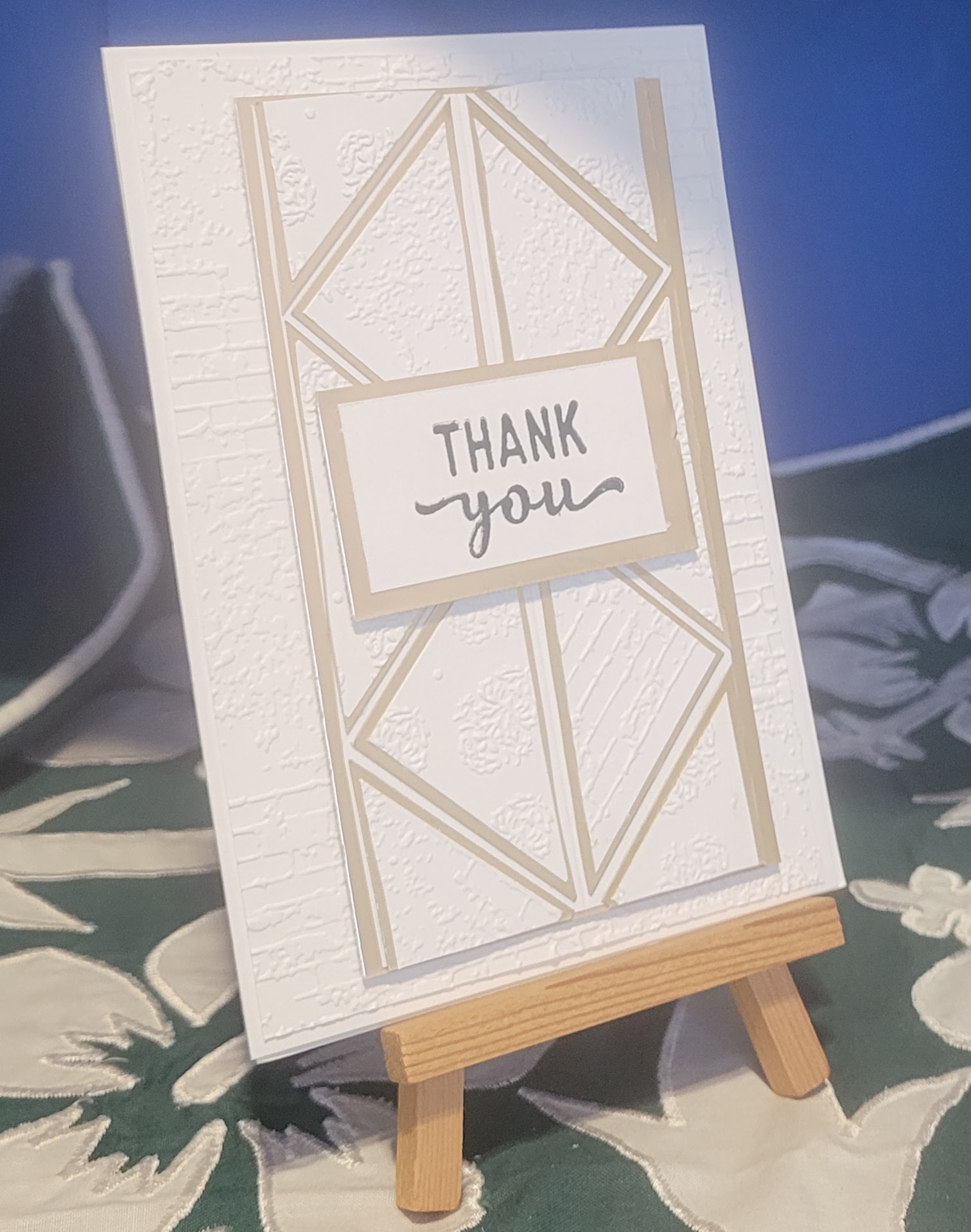 Y24 - Handcrafted Thank You Card - Classy White Embossed & Rose Gold Edges – Image 2