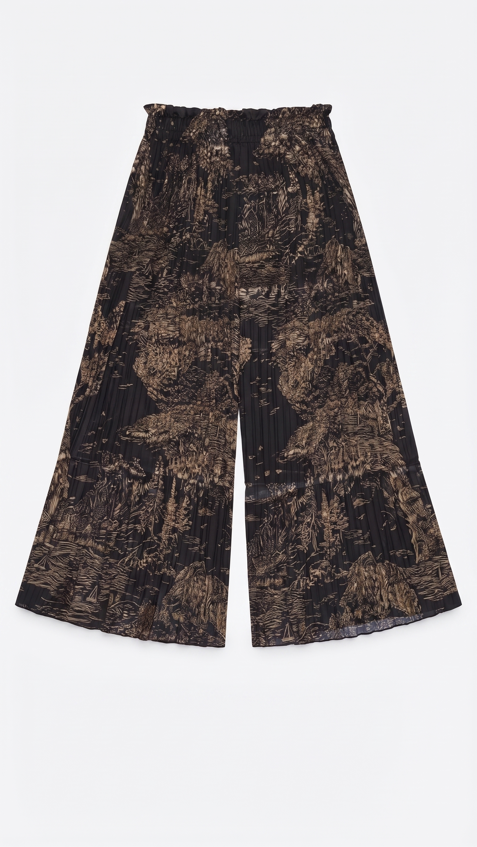 Black Safari Print Silk Top & Pleated Pants Set – Image 5