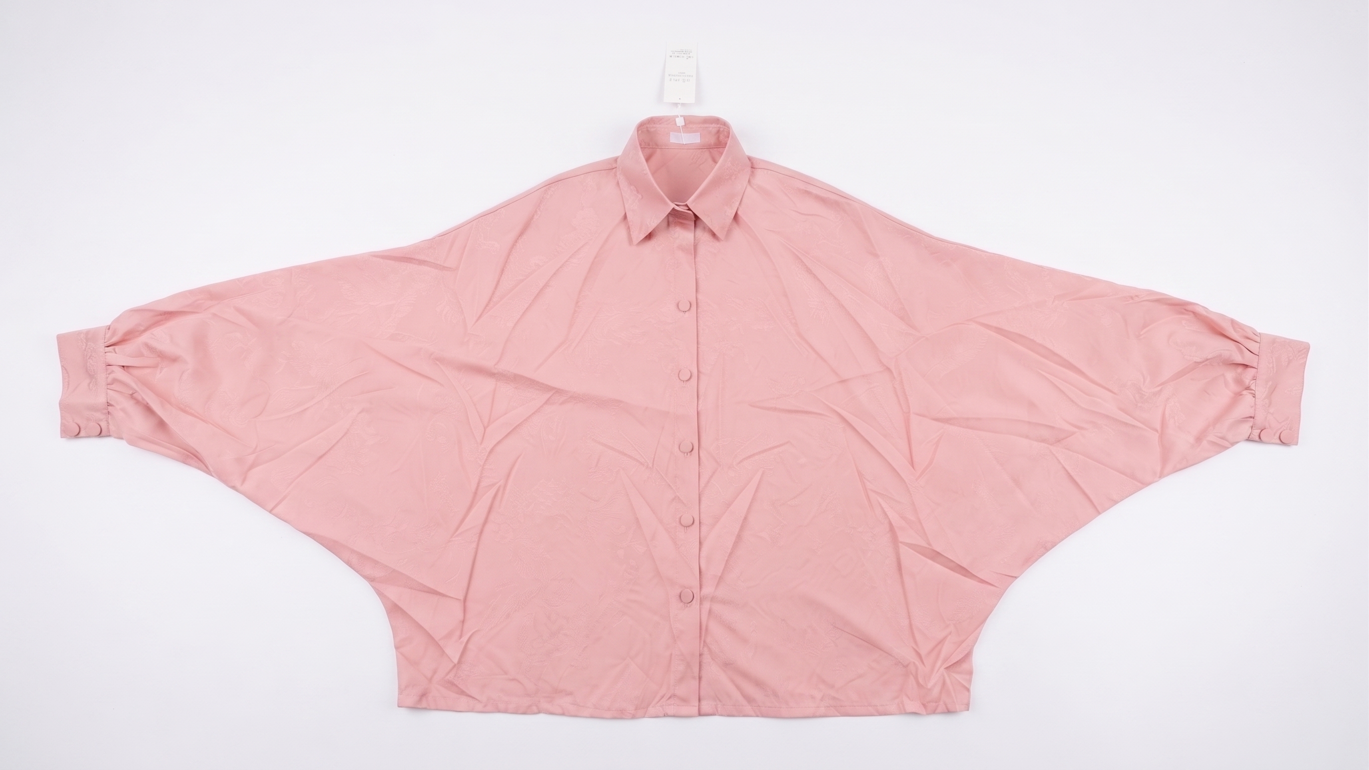 Blush Pink Jacquard Silk Top & Pleated Pants Set – Image 4