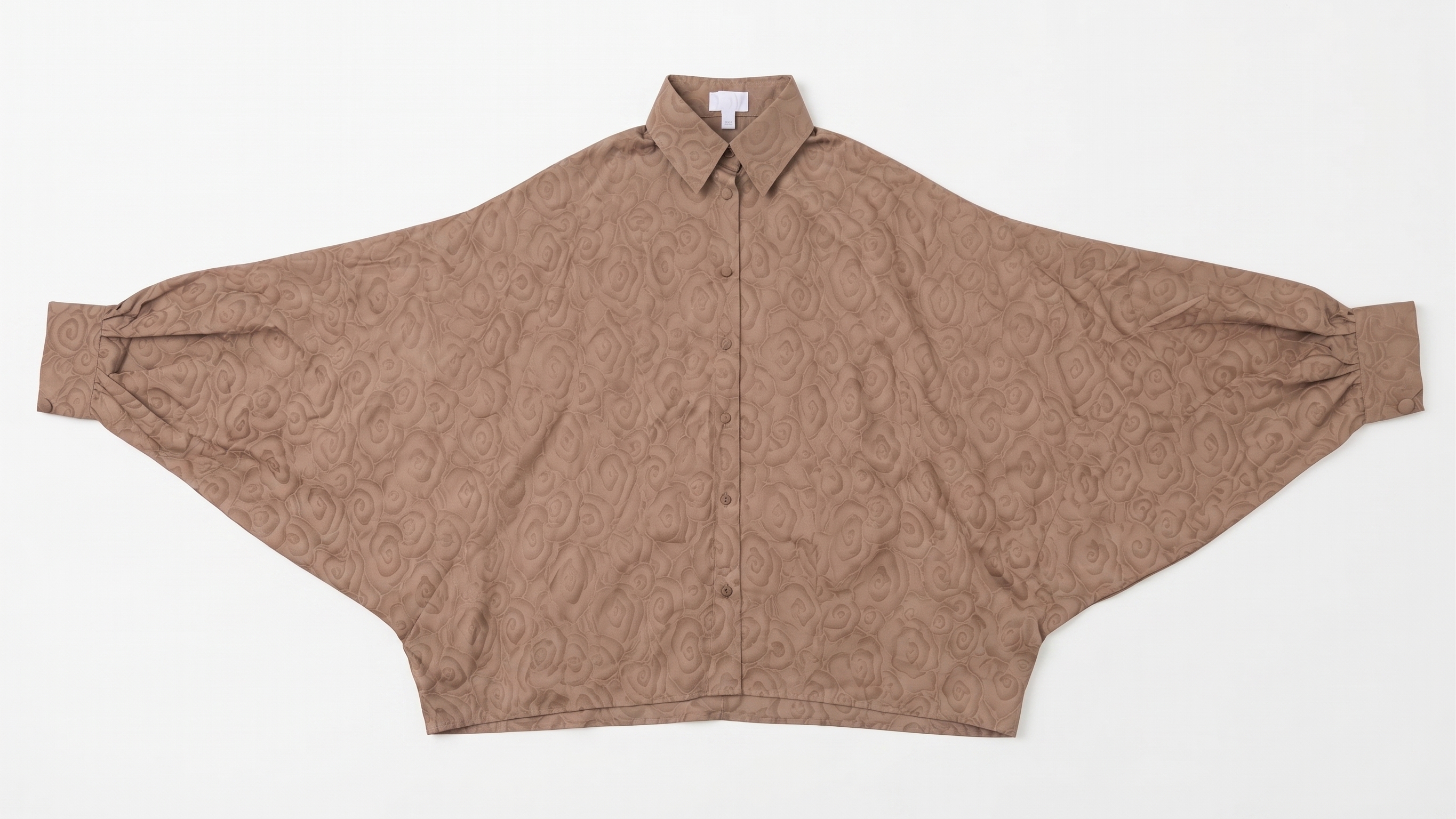 Mocha Paisley Jacquard Silk Top & Pleated Pants Set – Image 4