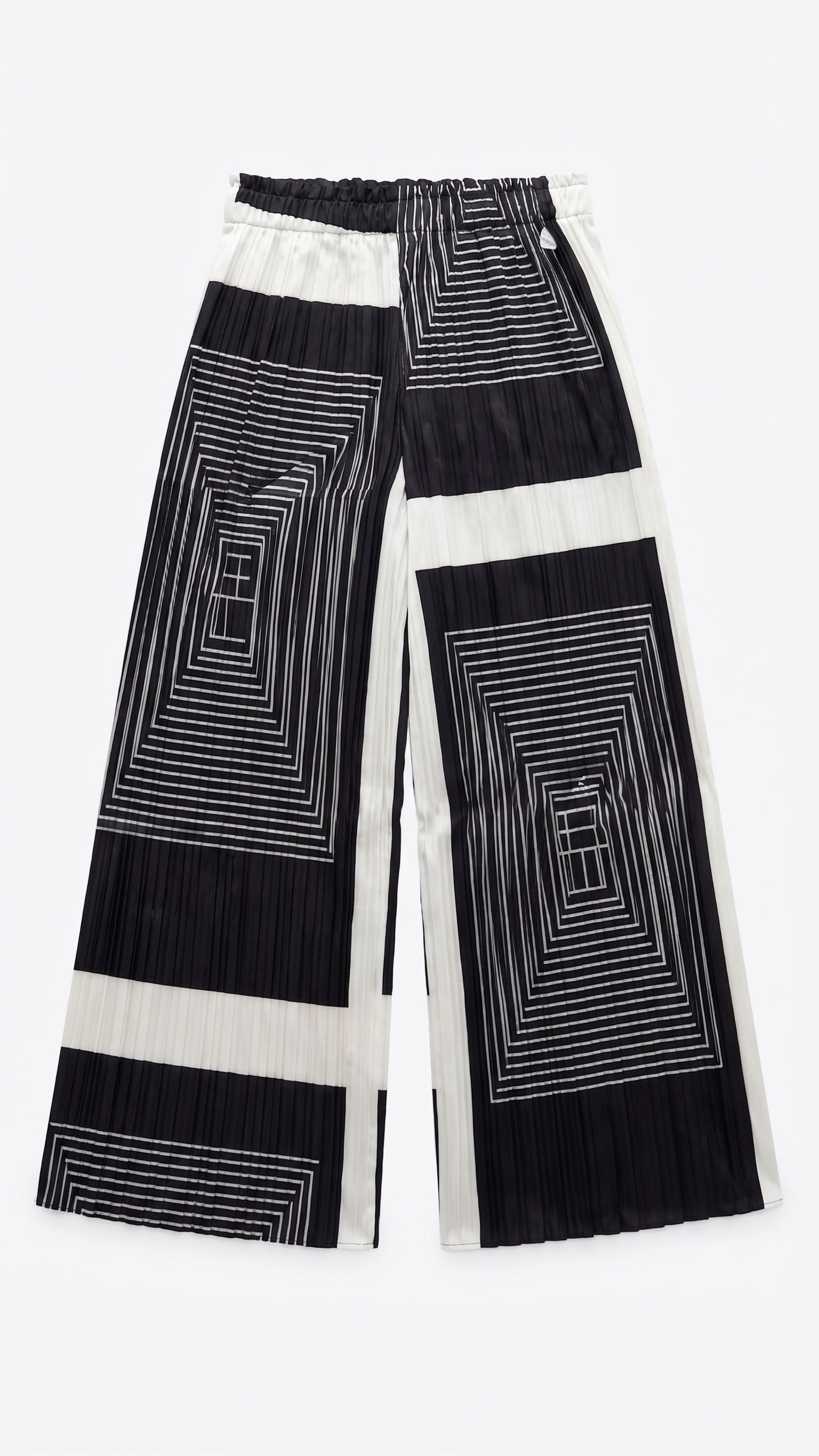 Black & Ivory Geometric Bow-Tie Silk Top & Pleated Pants Set – Image 4