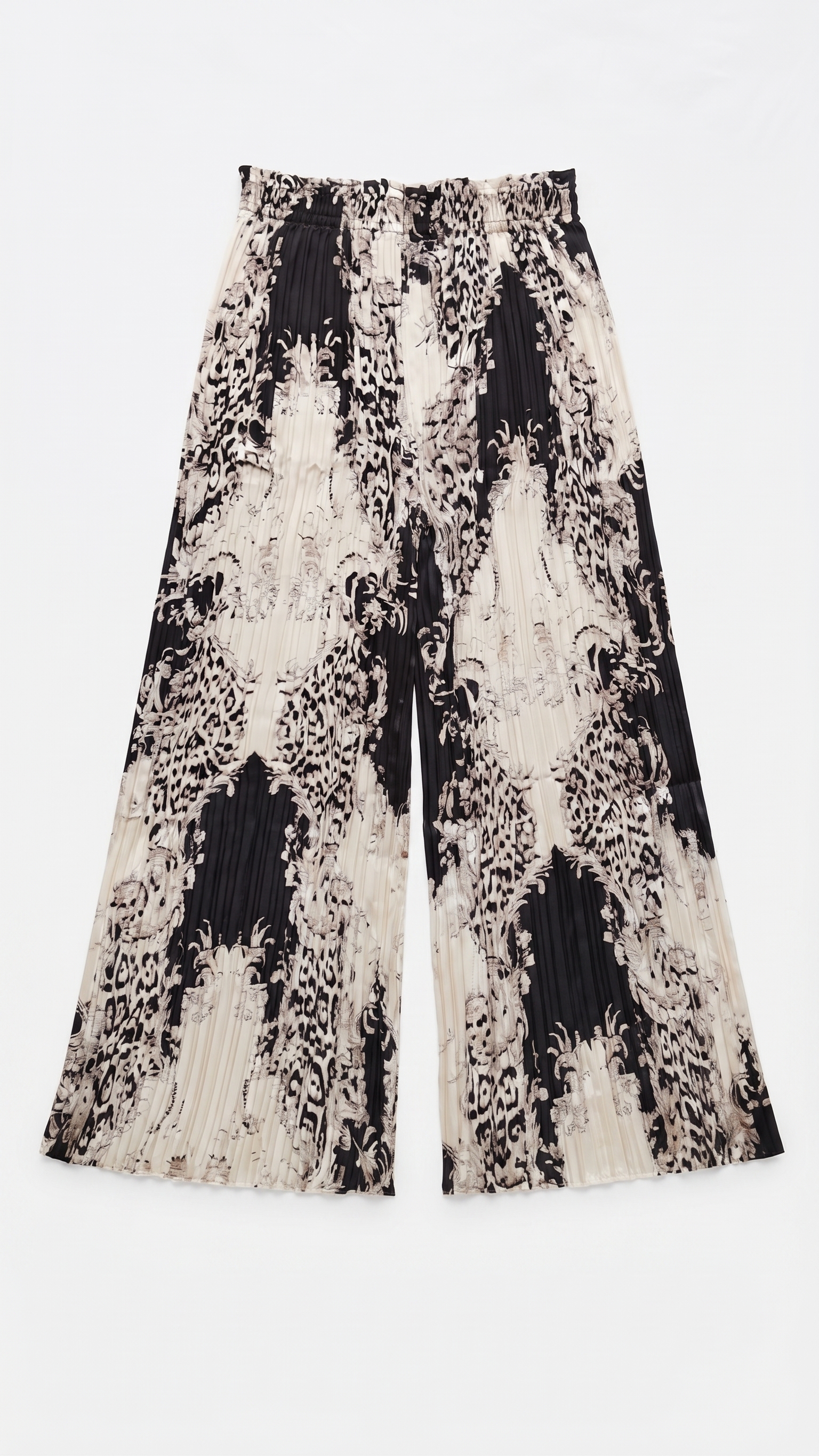 Black & Ivory Leopard Baroque Bow-Tie Silk Top & Pleated Pants Set – Image 5