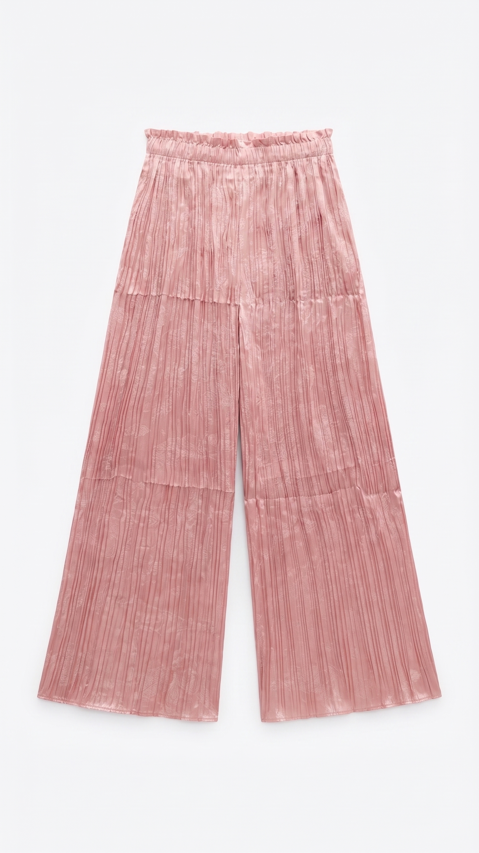 Blush Pink Jacquard Silk Top & Pleated Pants – Image 3