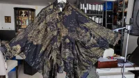 Black Abstract Jacquard Layered Silk Top & Pleated Pants Set – Image 3
