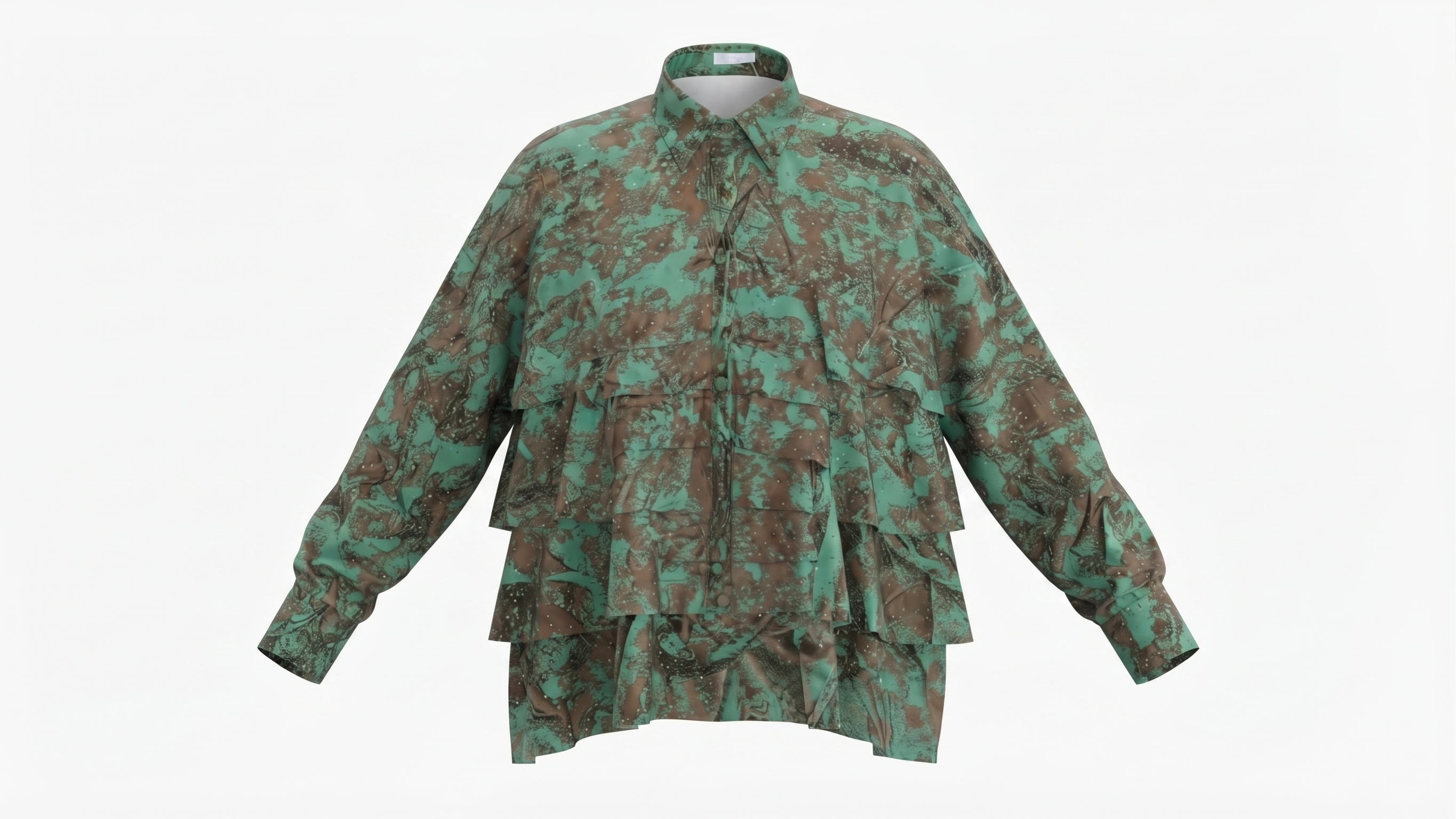 Emerald Abstract Layered Top & Pleated Pants Set – Image 2
