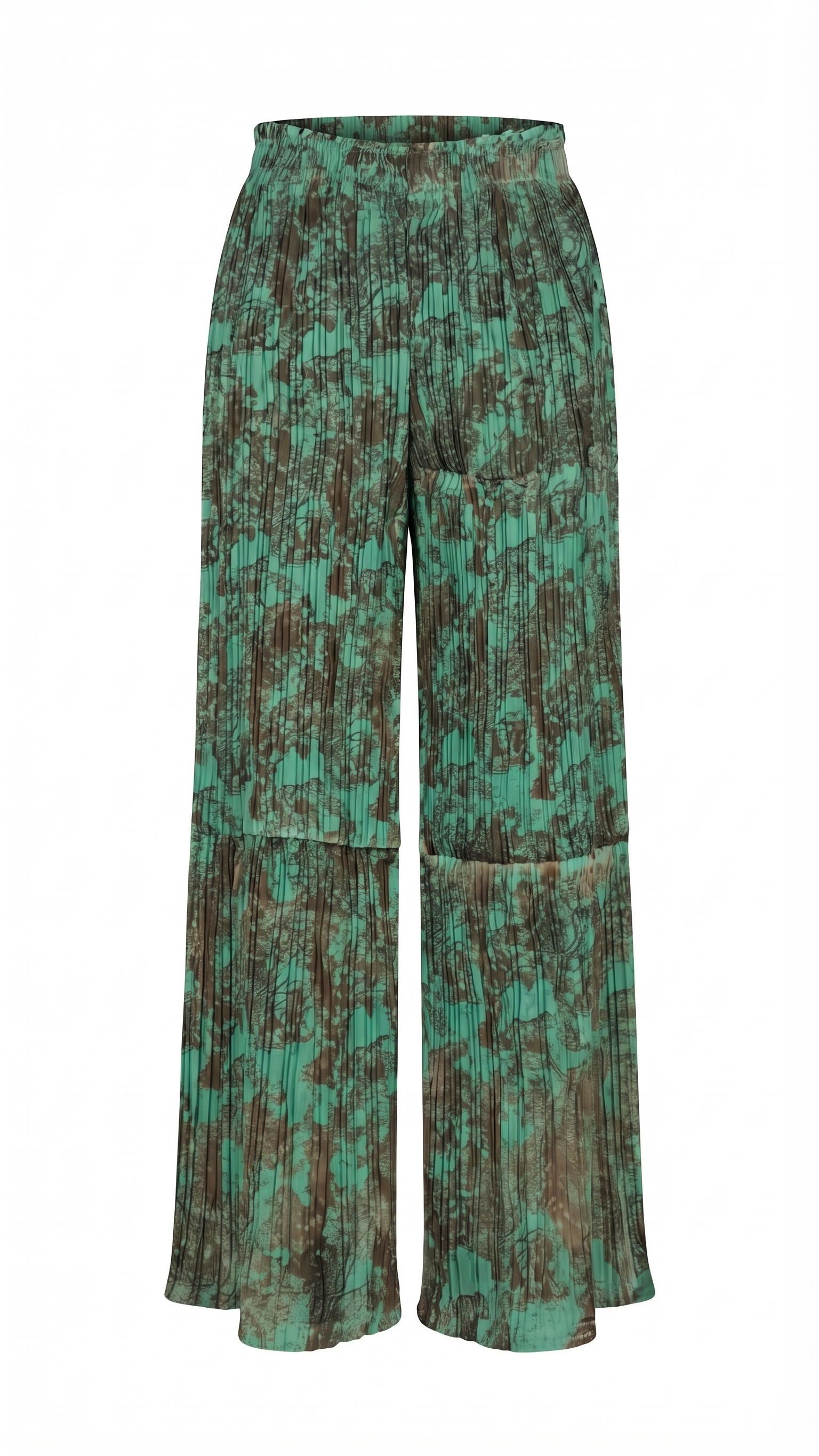 Emerald Abstract Print Pleated Top & Pants Set – Image 3