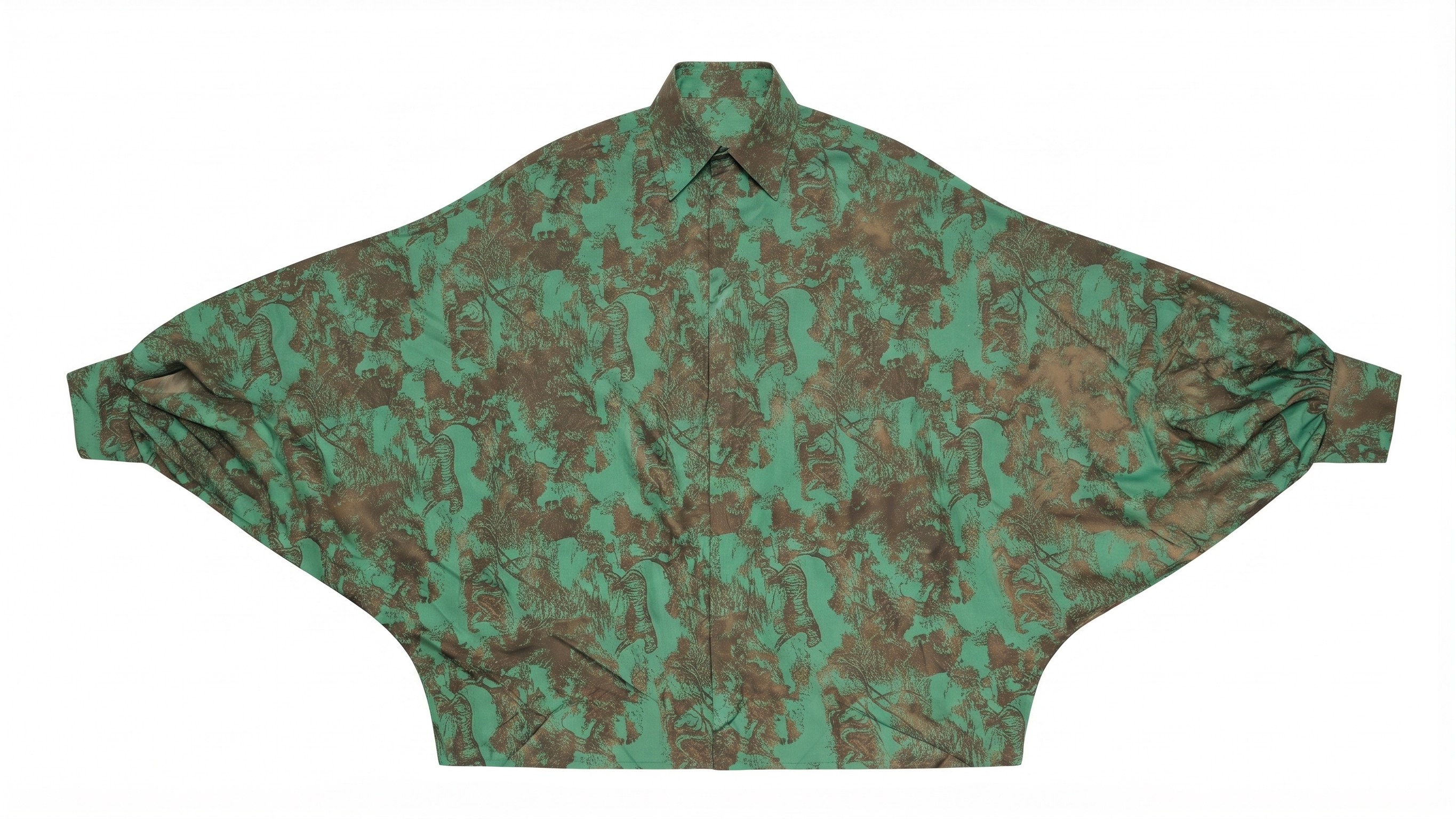 Emerald Abstract Print Pleated Top & Pants Set – Image 5