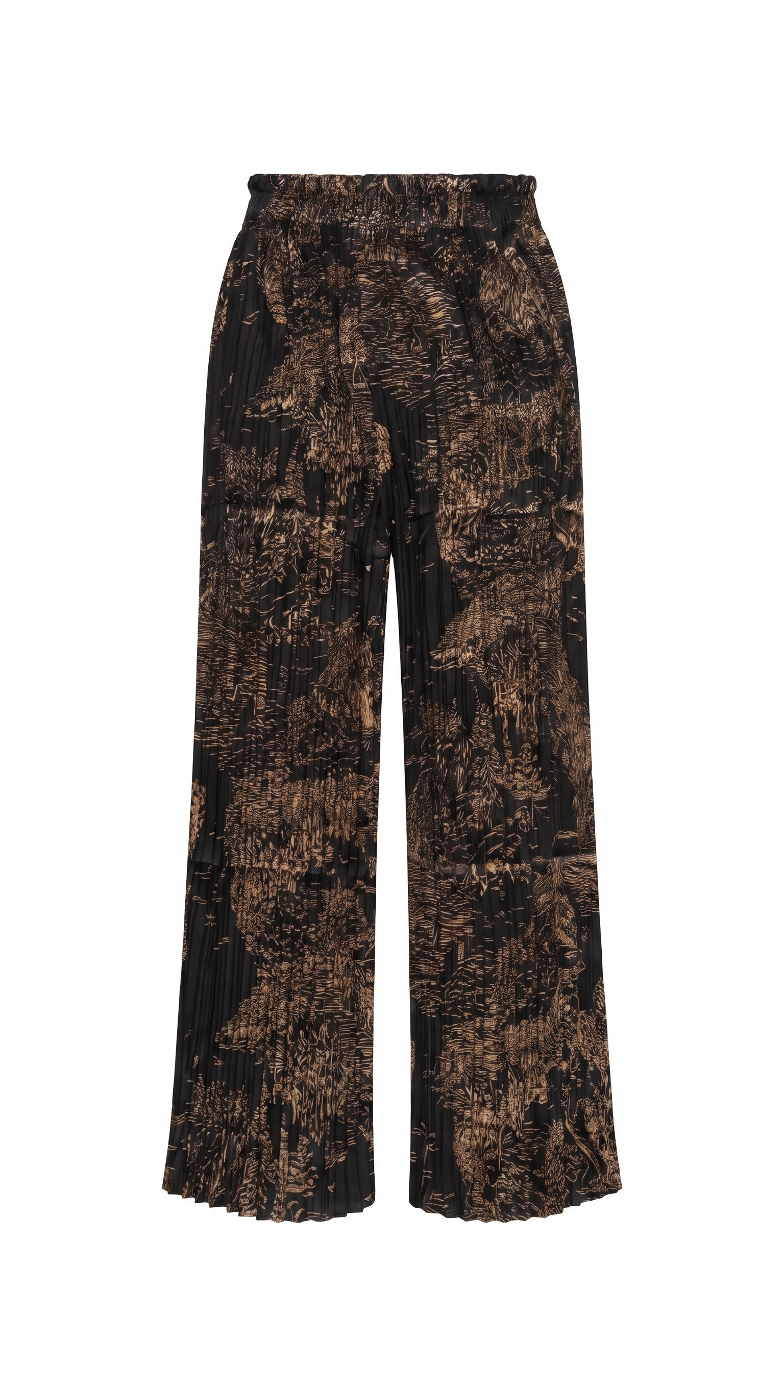 Black Metallic Print Pleated Top & Pants Set – Image 5