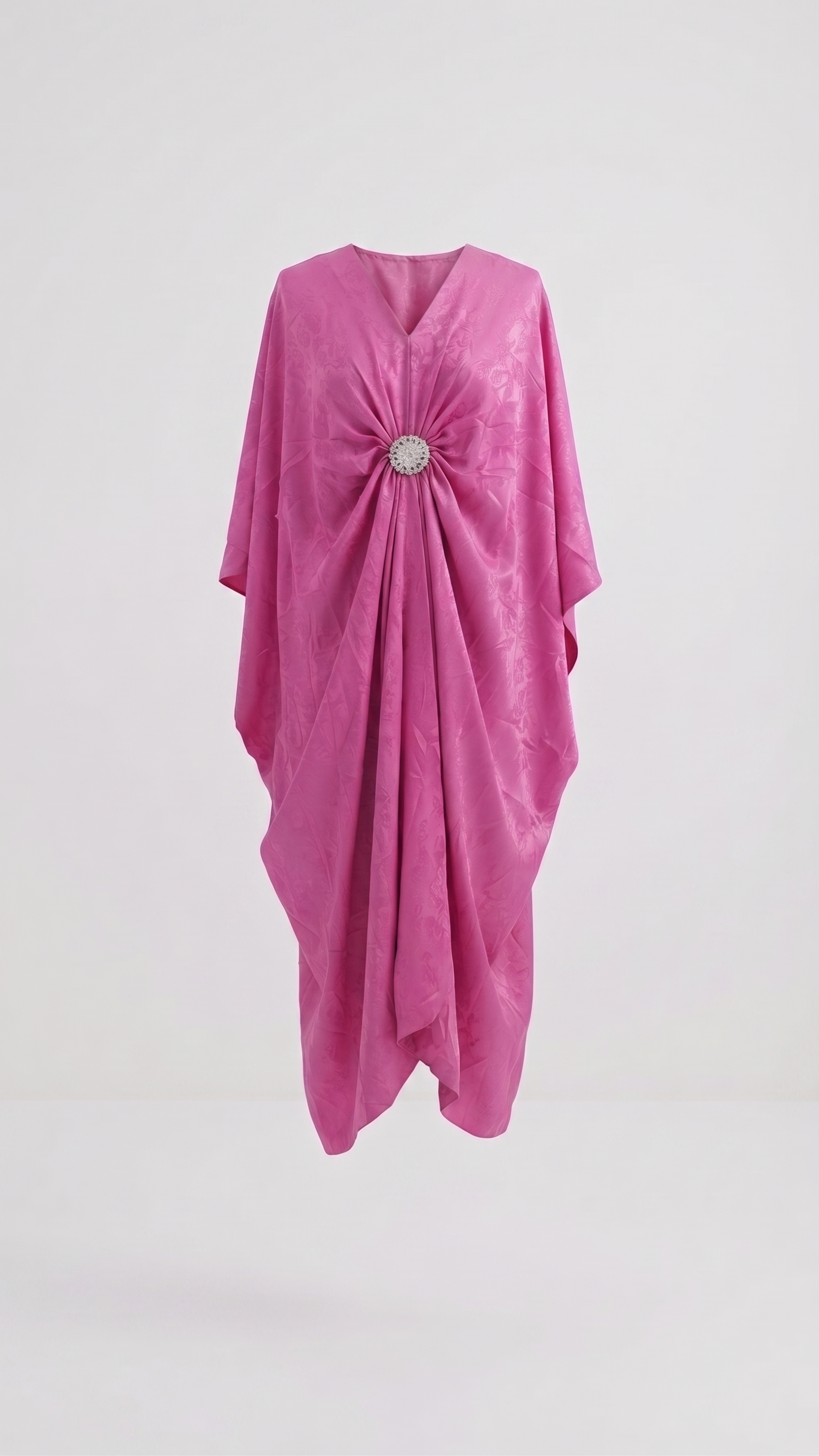 Fuchsia Embossed Draped Kaftan – Image 4