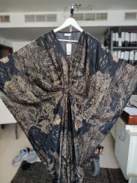 Black & Gold Ornamental Draped Kaftan – Image 5