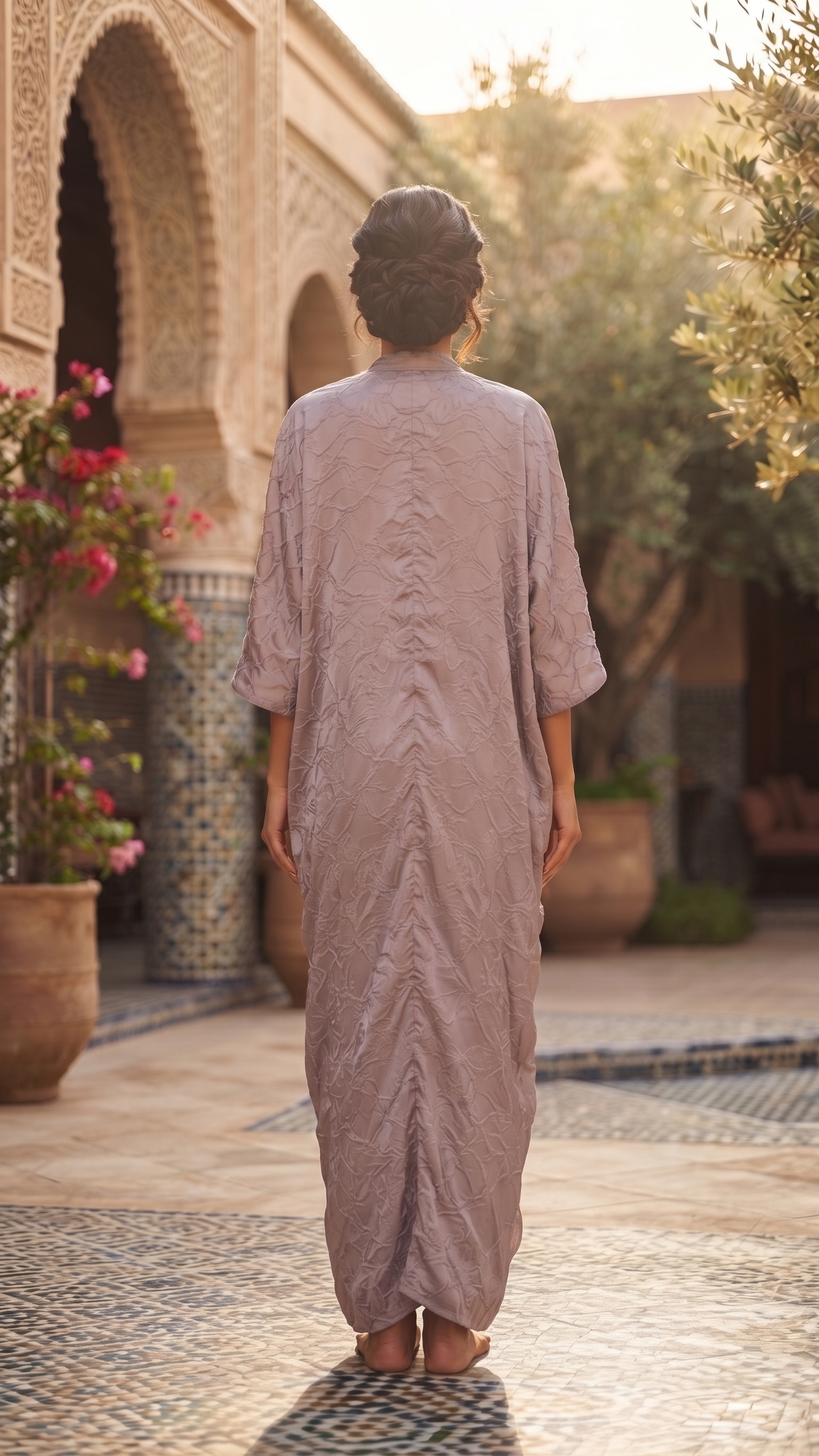 Dusty Lavender Embellished Draped Kaftan – Image 2