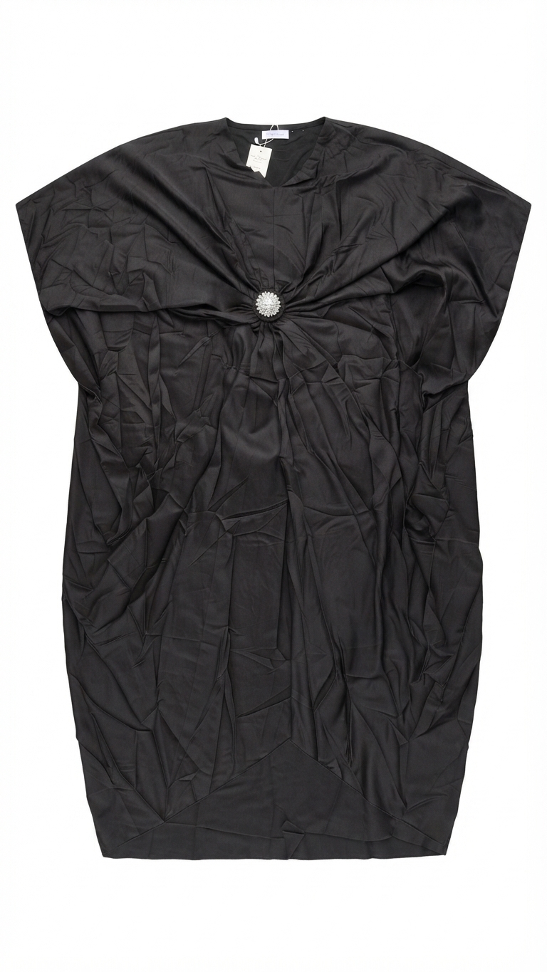 Black Draped Embellished Kaftan – Image 4