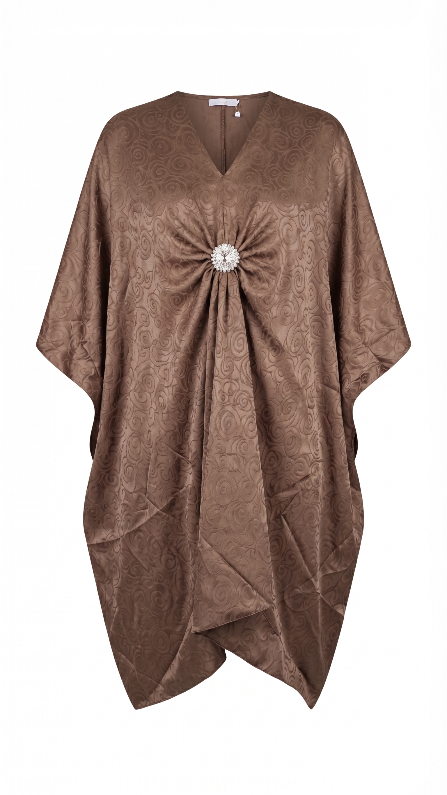 Mocha Rose-Pattern Draped Kaftan – Image 4