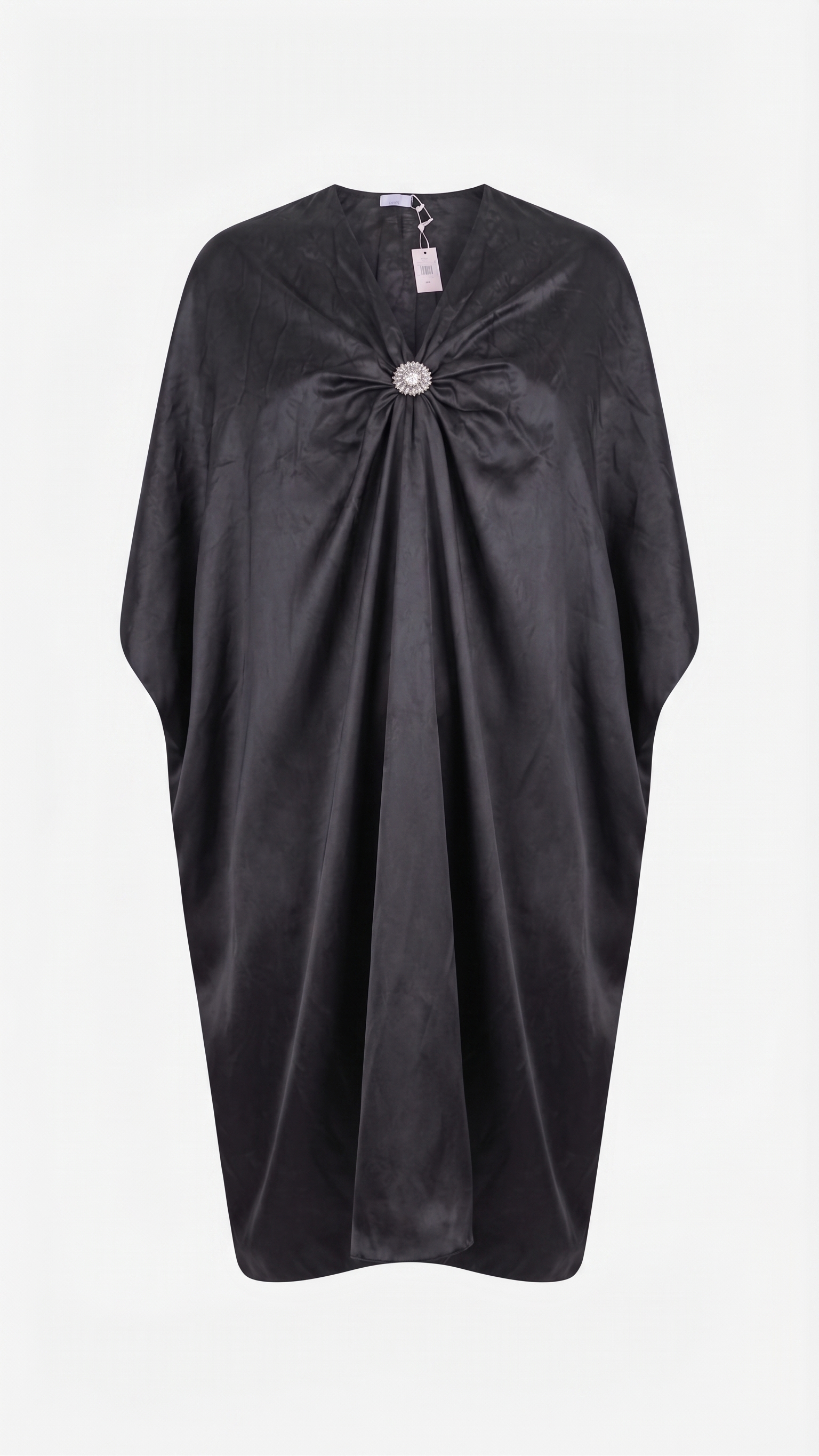 Black Textured Draped Kaftan – Image 3