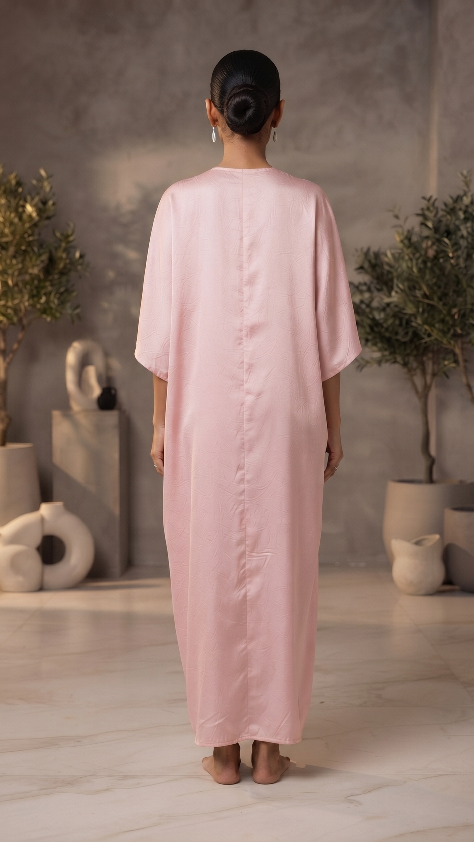 Blush Pink Crystal Draped Kaftan – Image 2