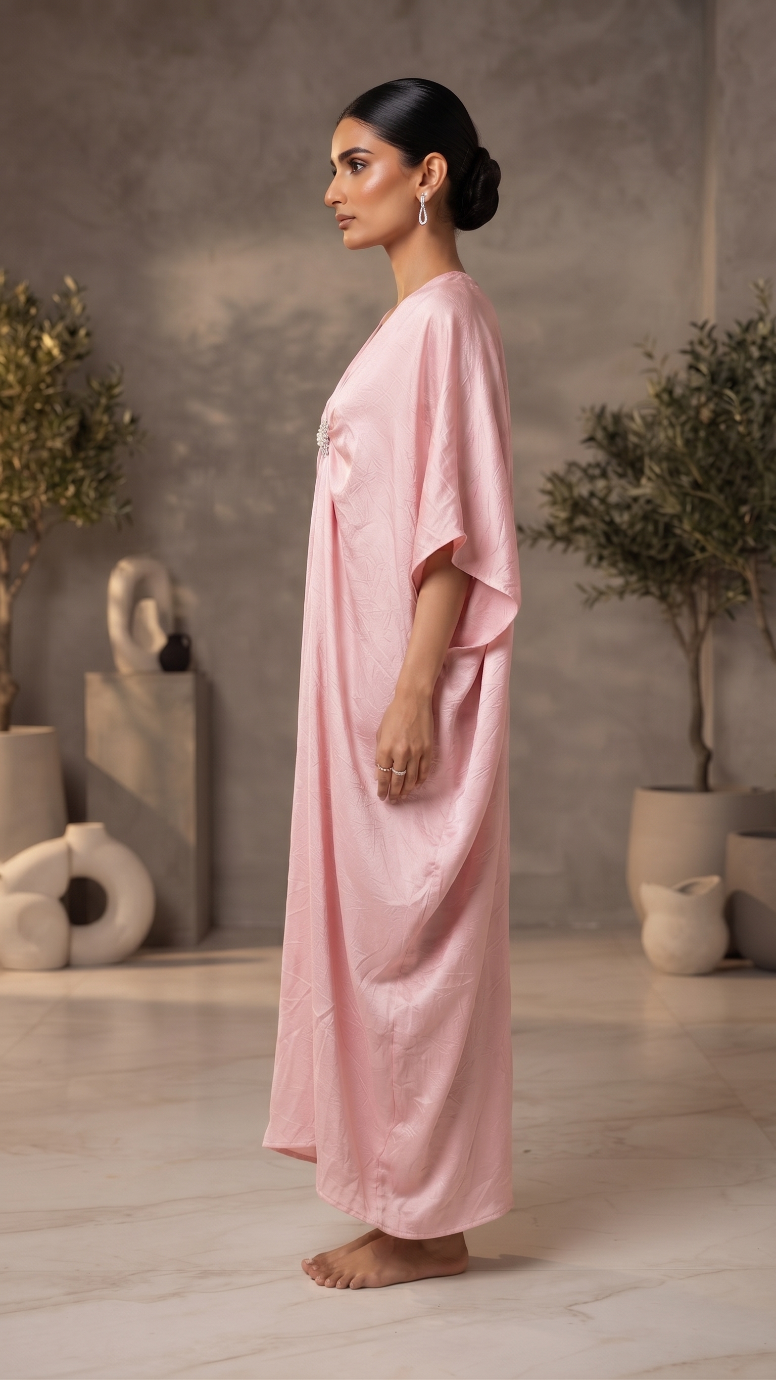Blush Pink Crystal Draped Kaftan – Image 4