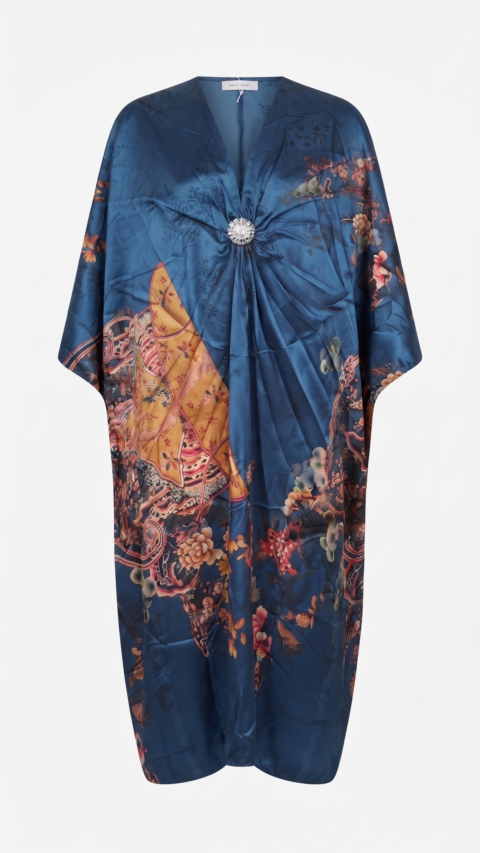 Midnight Blue Floral Draped Kaftan – Image 4