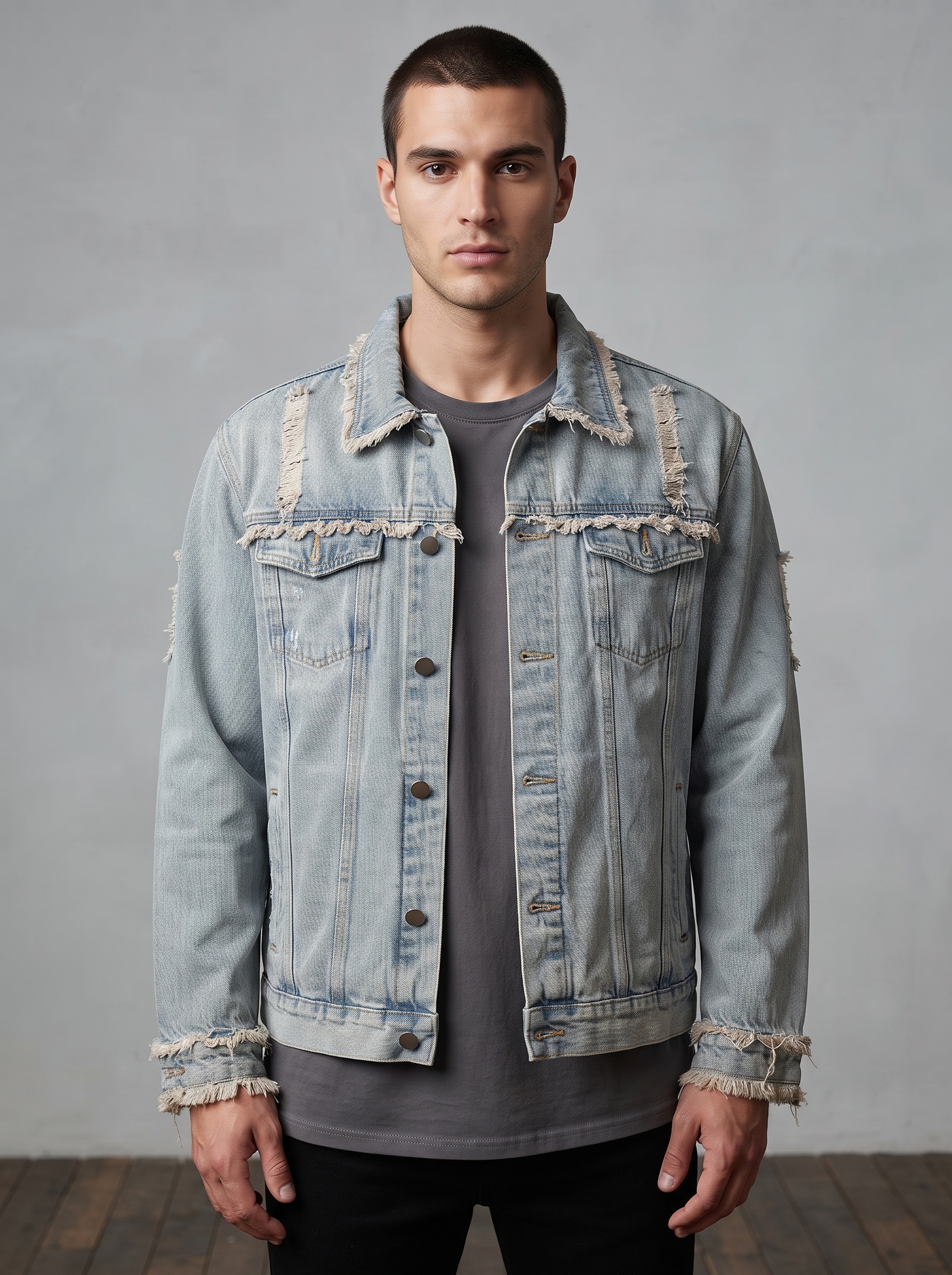 Live To Ride Embroidered Distressed Denim Jacket – Image 3