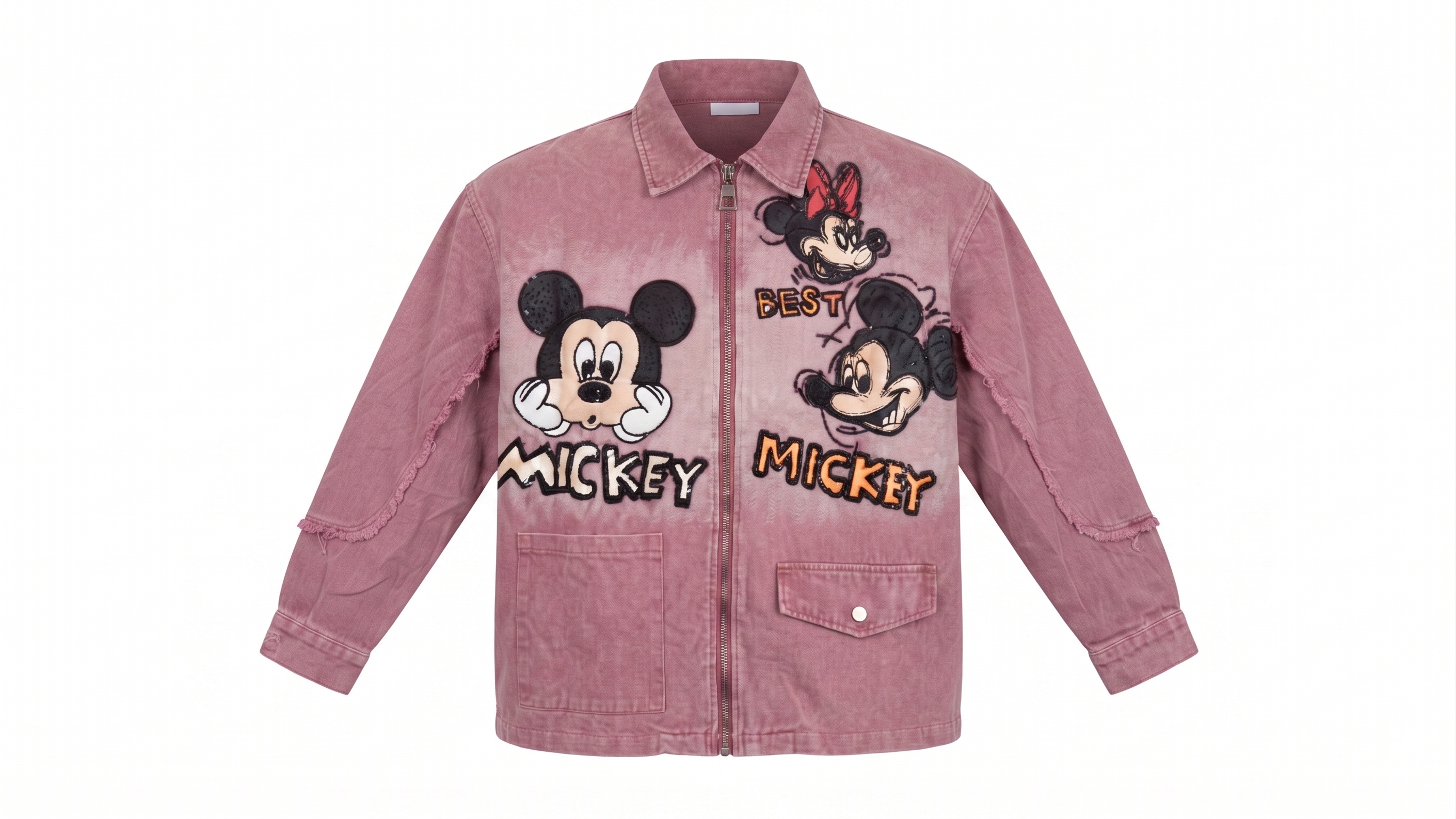 Dusty Pink Mickey Graphic Denim Jacket – Image 4